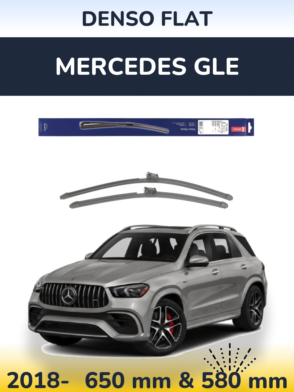 Sada předních stěračů Denso Flat 650 a 580 mm pro Mercedes GLE 2018-2026