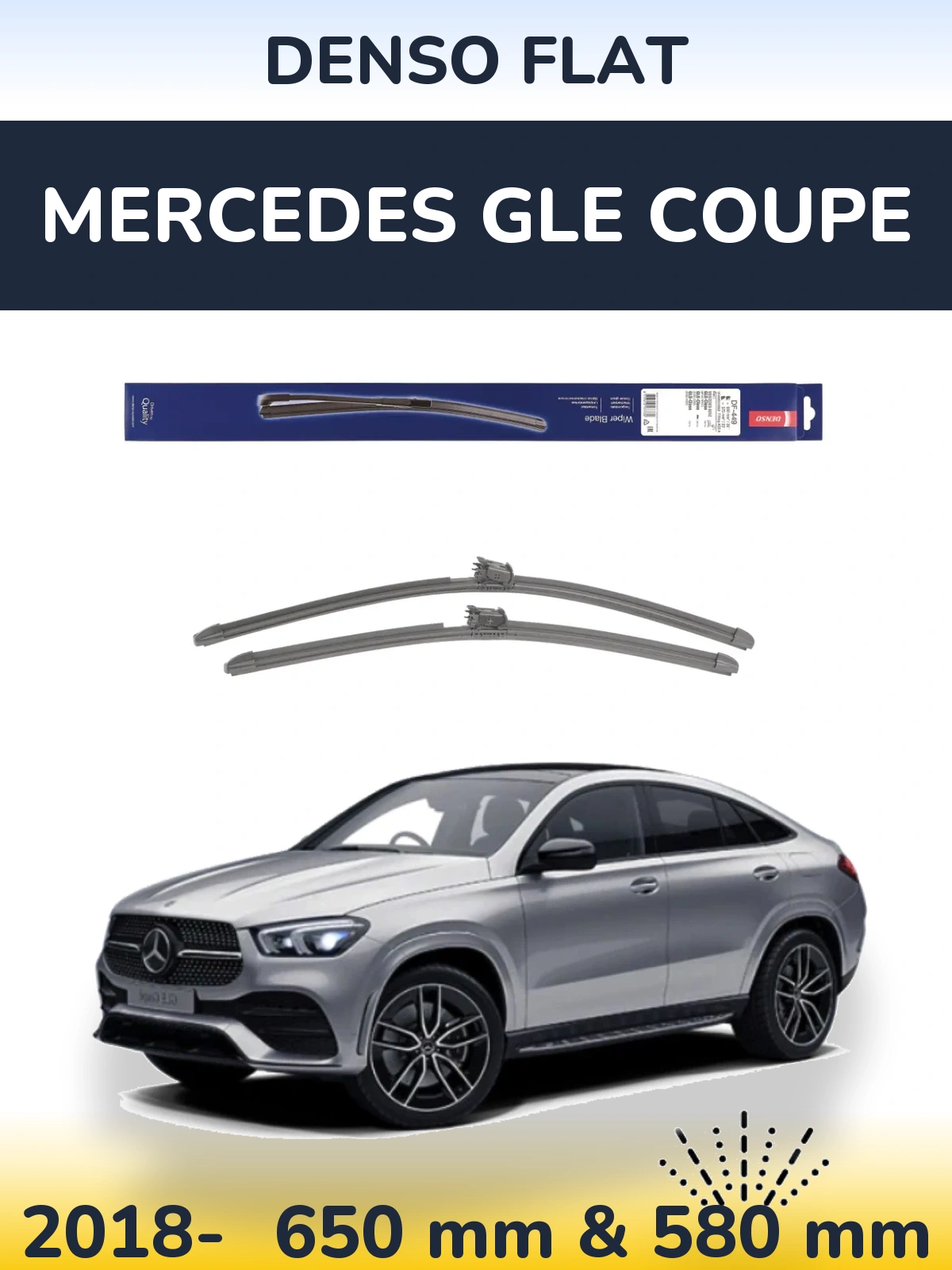 Sada předních stěračů Denso Flat 650 a 580 mm pro Mercedes GLE Coupe 2018-2026