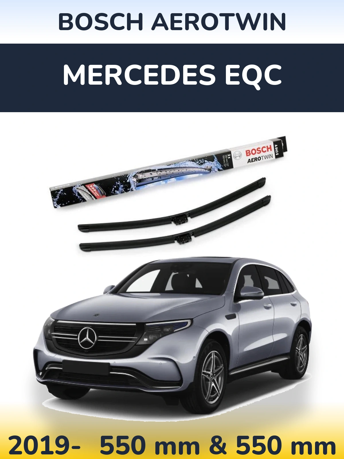 Sada předních stěračů BOSCH AeroTwin 550 a 550 mm pro Mercedes EQC 2019-2026