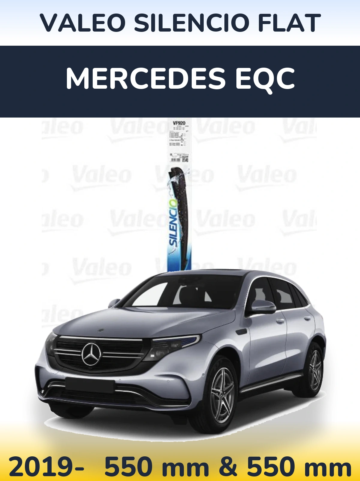 Sada předních stěračů Valeo Silencio Flat 550 a 550 mm pro Mercedes EQC 2019-2026