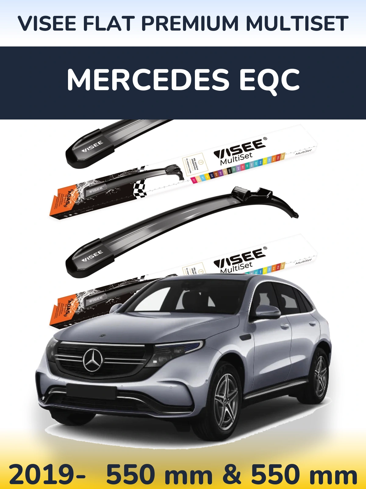 Sada předních stěračů VISEE FLAT PREMIUM MultiSet 550 a 550 mm pro Mercedes EQC 2019-2026