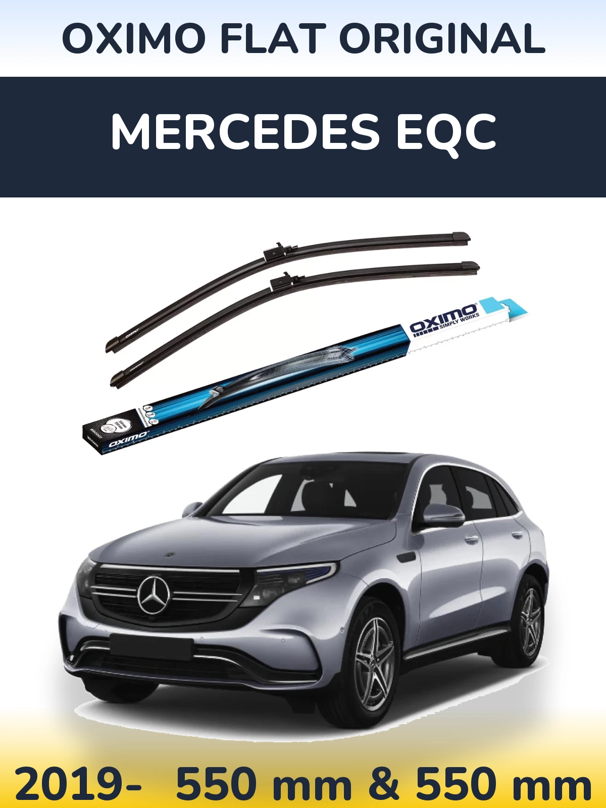 Sada předních stěračů Oximo Flat Original 550 a 550 mm pro Mercedes EQC 2019-2026