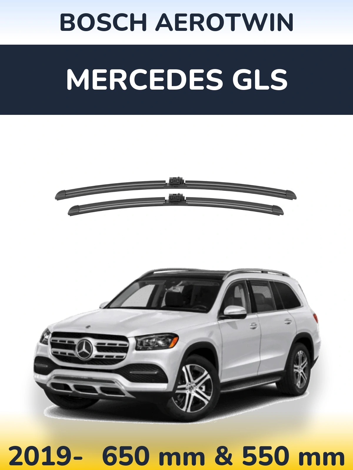 Sada předních stěračů BOSCH AeroTwin 650 a 550 mm pro Mercedes GLS 2019-2026