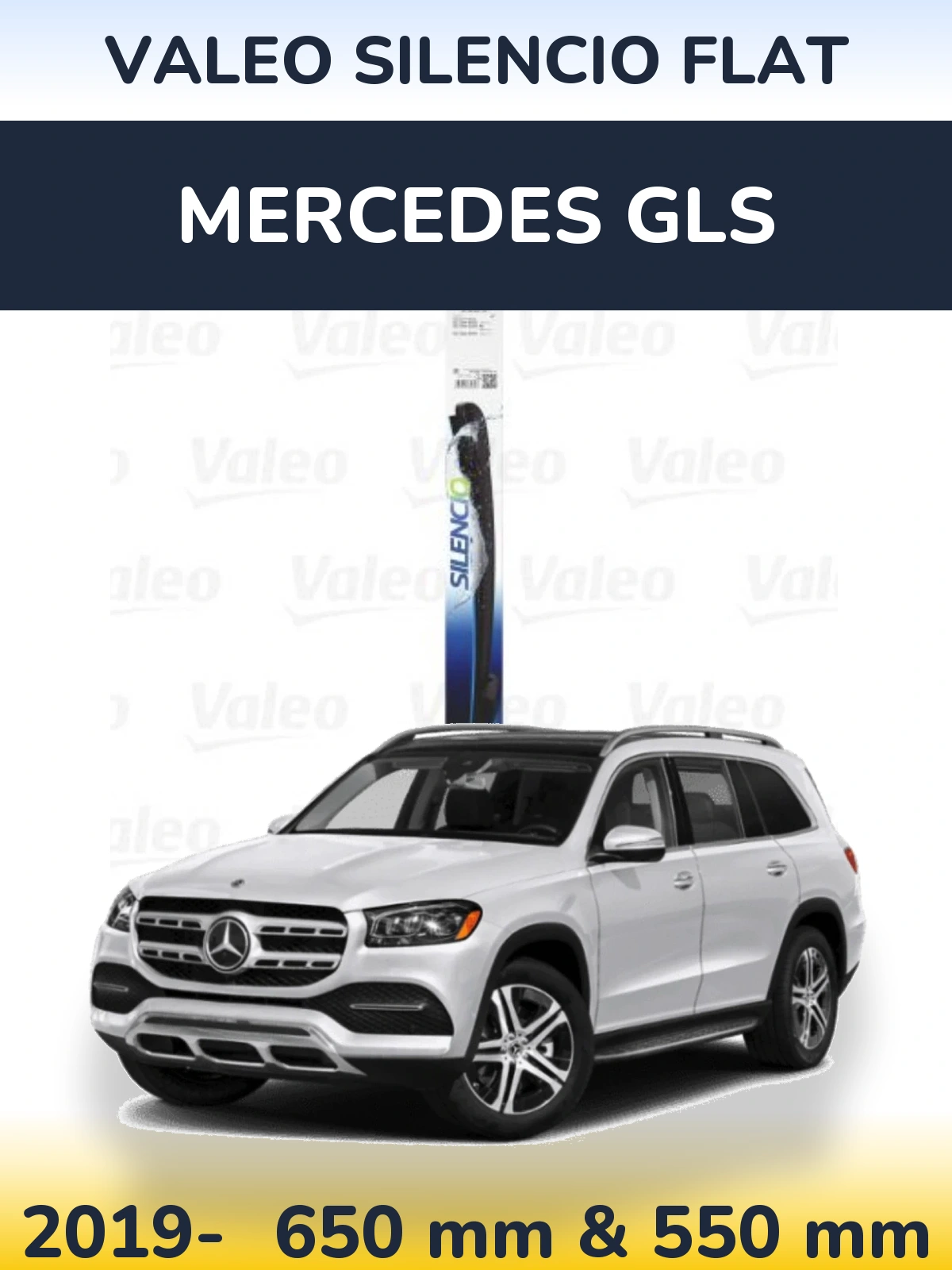 Sada předních stěračů Valeo Silencio Flat 650 a 550 mm pro Mercedes GLS 2019-2026