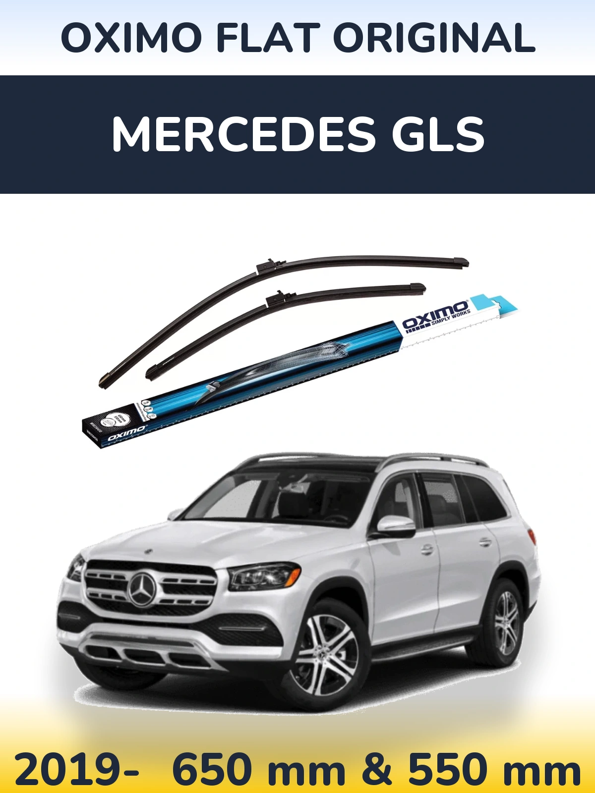 Sada předních stěračů Oximo Flat Original 650 a 550 mm pro Mercedes GLS 2019-2026