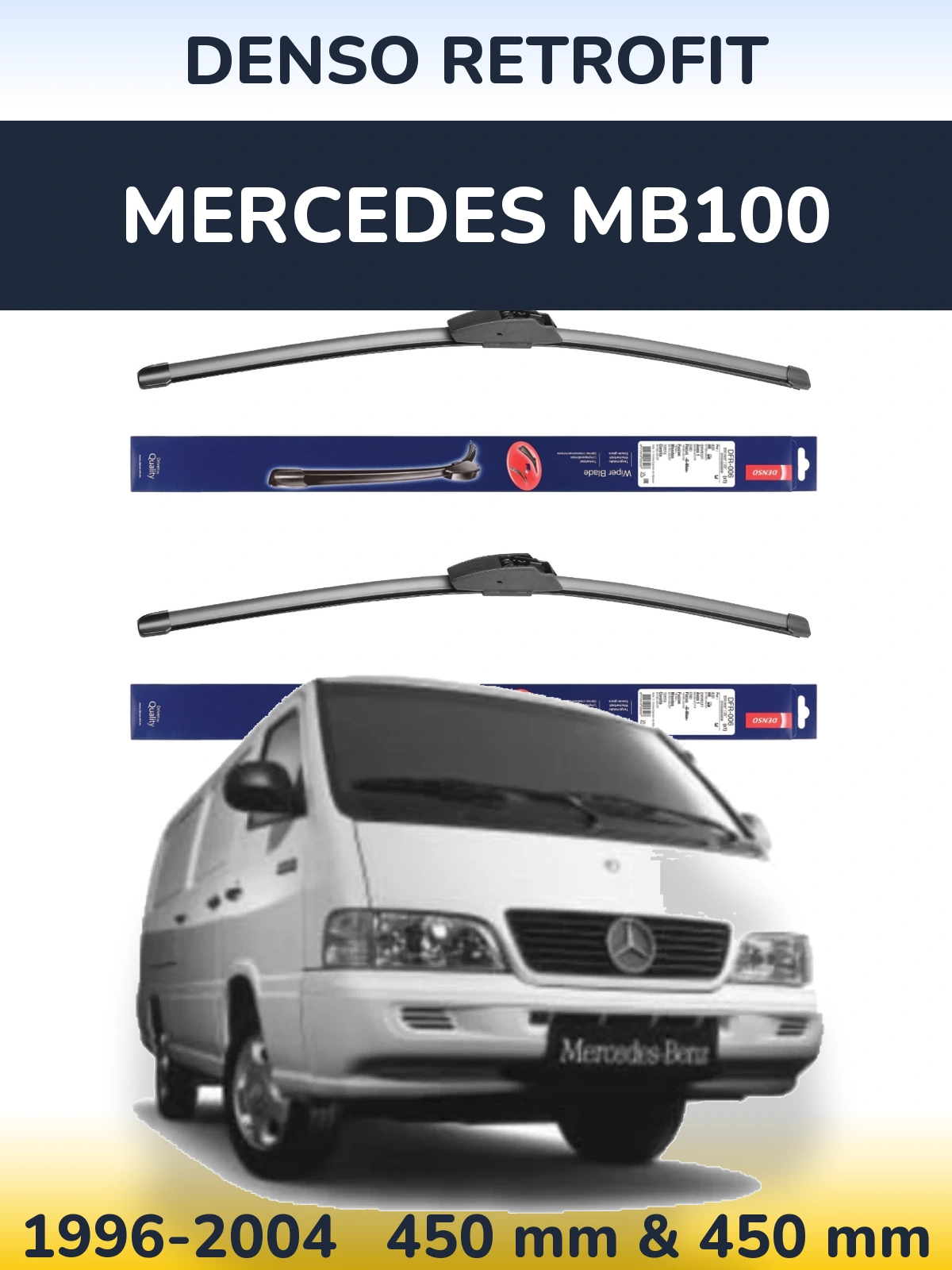 Sada předních stěračů Denso Retrofit 450 a 450 mm pro Mercedes MB100 1996-2004
