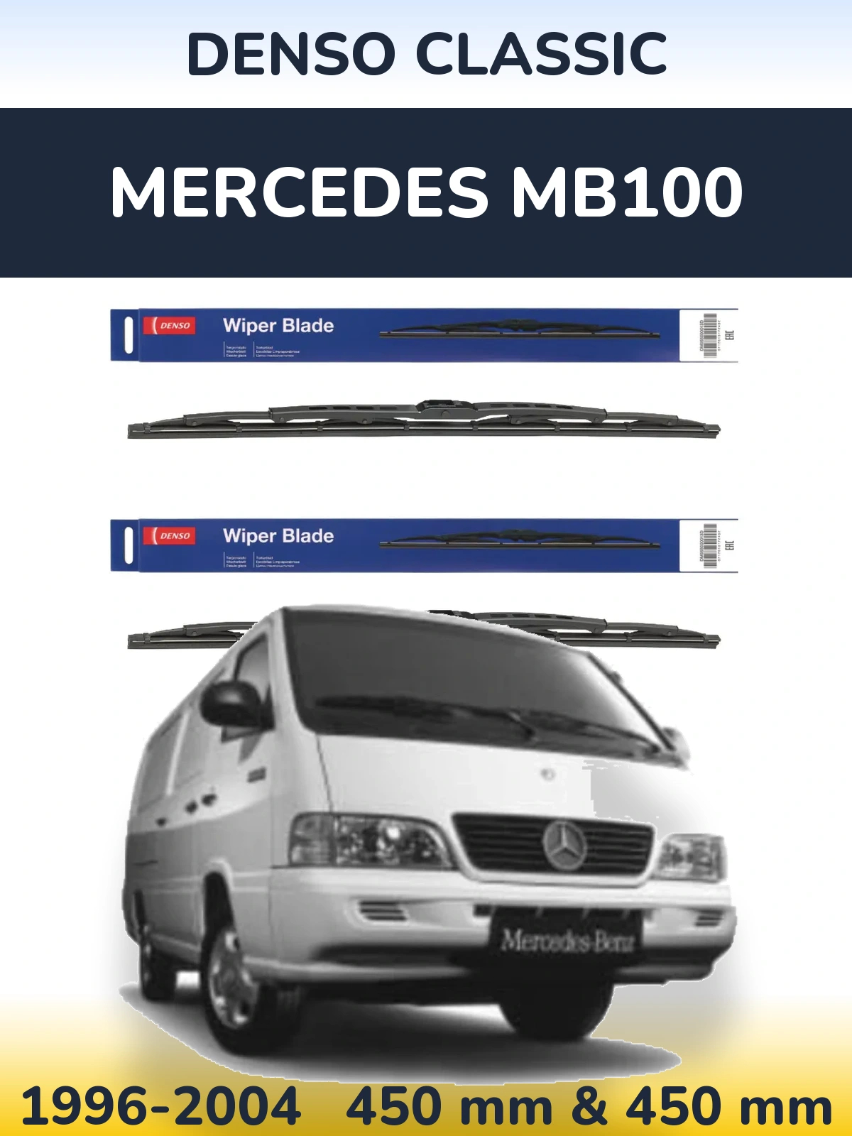 Sada předních stěračů Denso Classic 450 a 450 mm pro Mercedes MB100 1996-2004