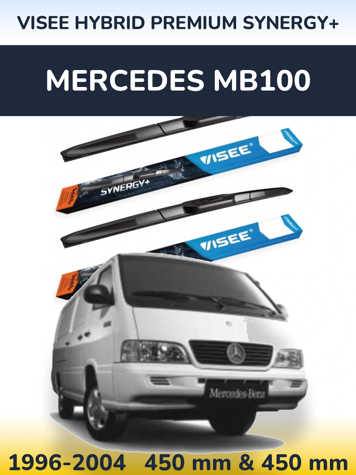 Sada předních stěračů VISEE HYBRID PREMIUM SYNERGY+ 450 a 450 mm pro Mercedes MB100 1996-2004