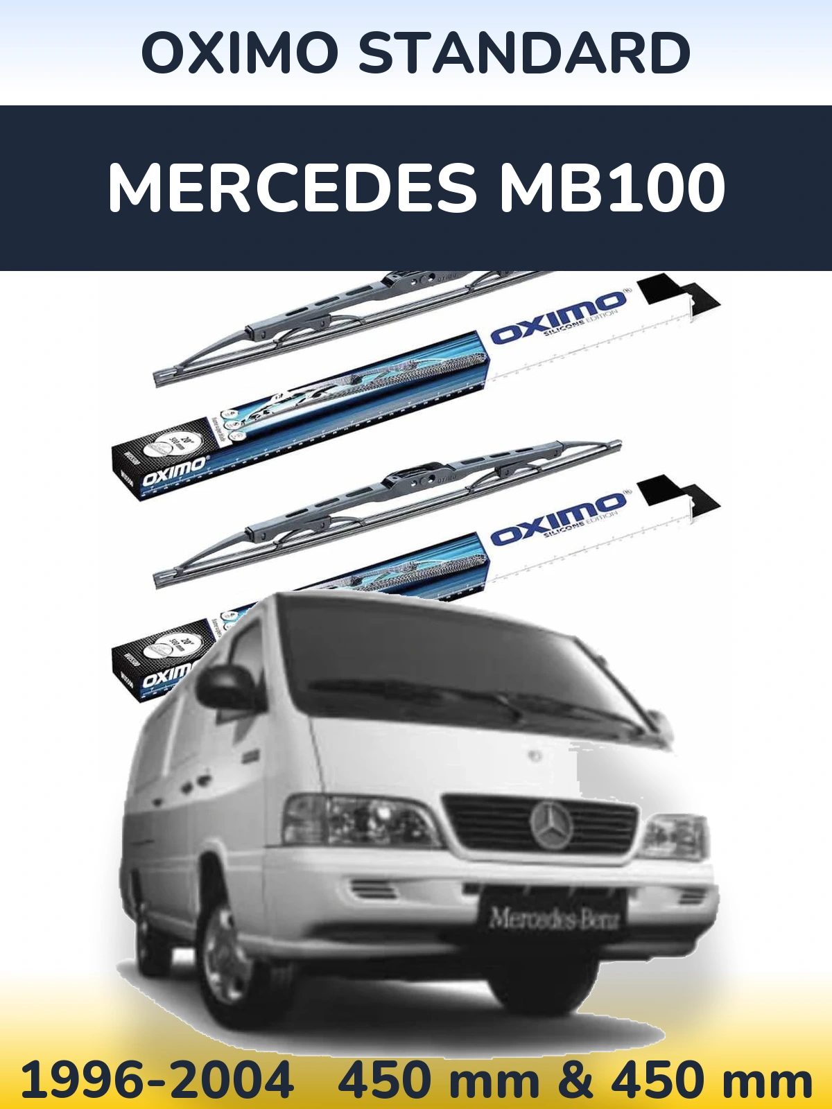 Sada předních stěračů Oximo Standard 450 a 450 mm pro Mercedes MB100 1996-2004