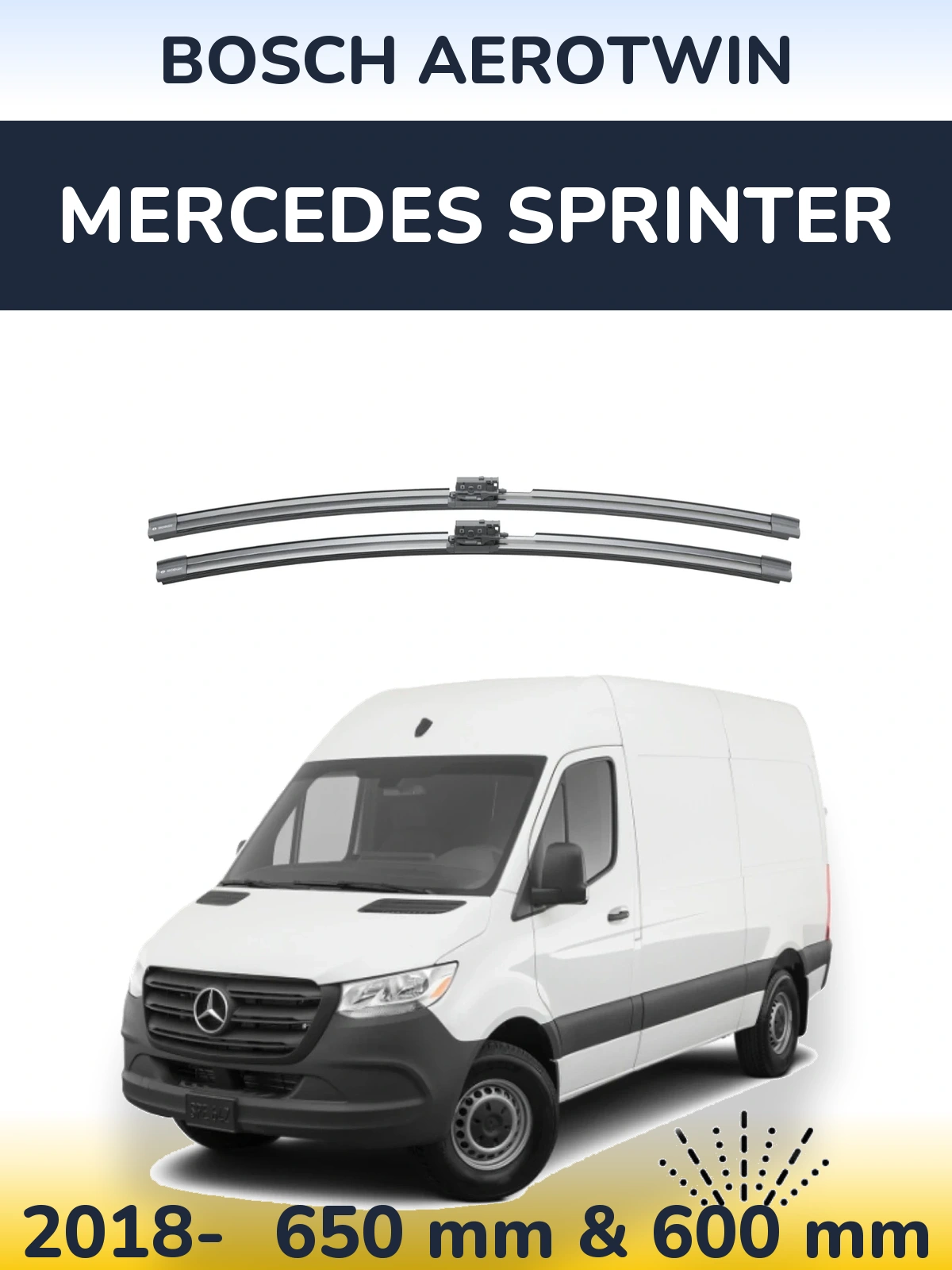 Комплект передніх щіток BOSCH AeroTwin 650 & 600 мм для Mercedes Sprinter 2018-2026
