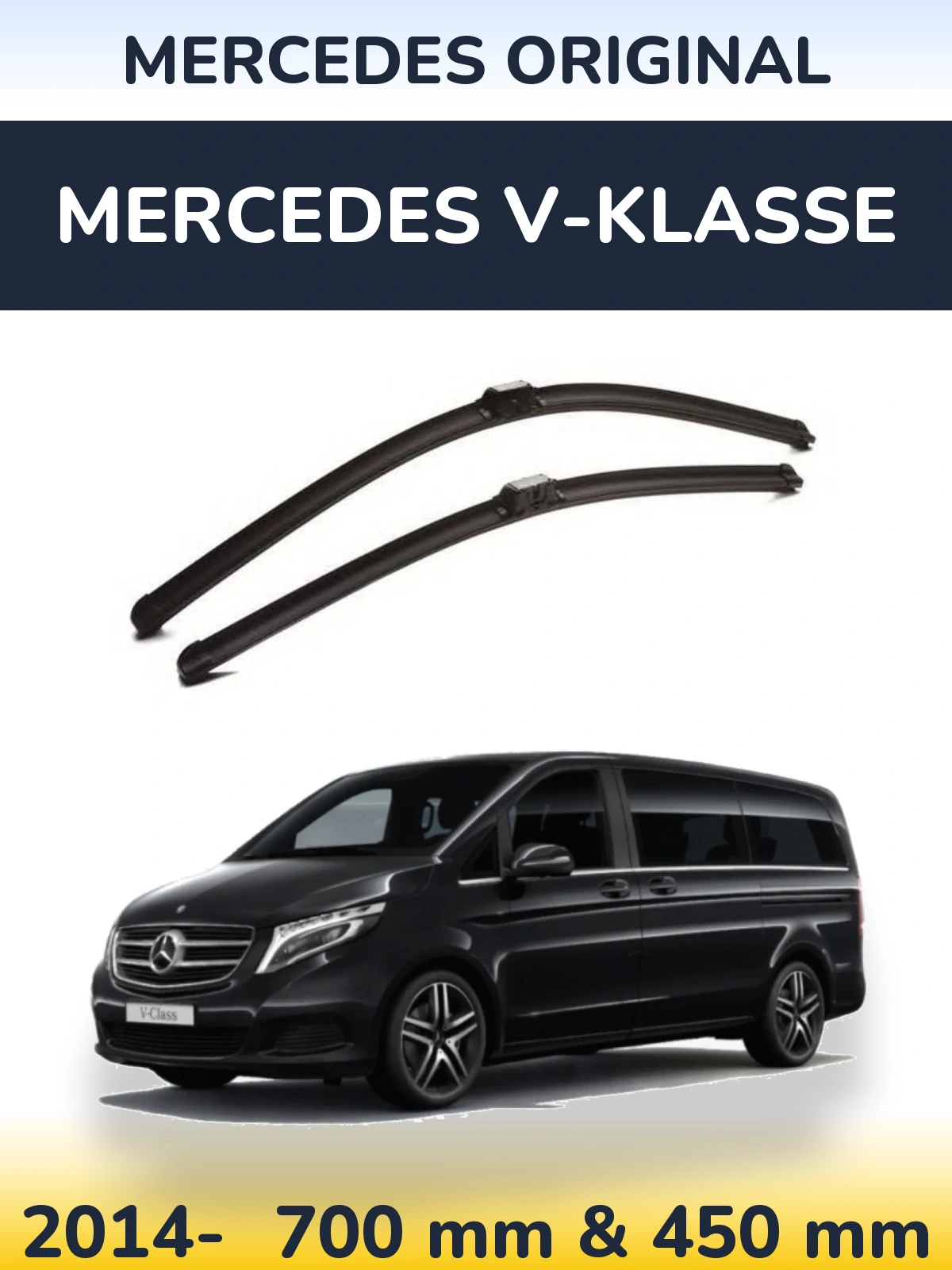 Комплект передніх щіток Mercedes OEM Mercedes Original 700 & 450 мм для Mercedes V-Klasse 2014-2026