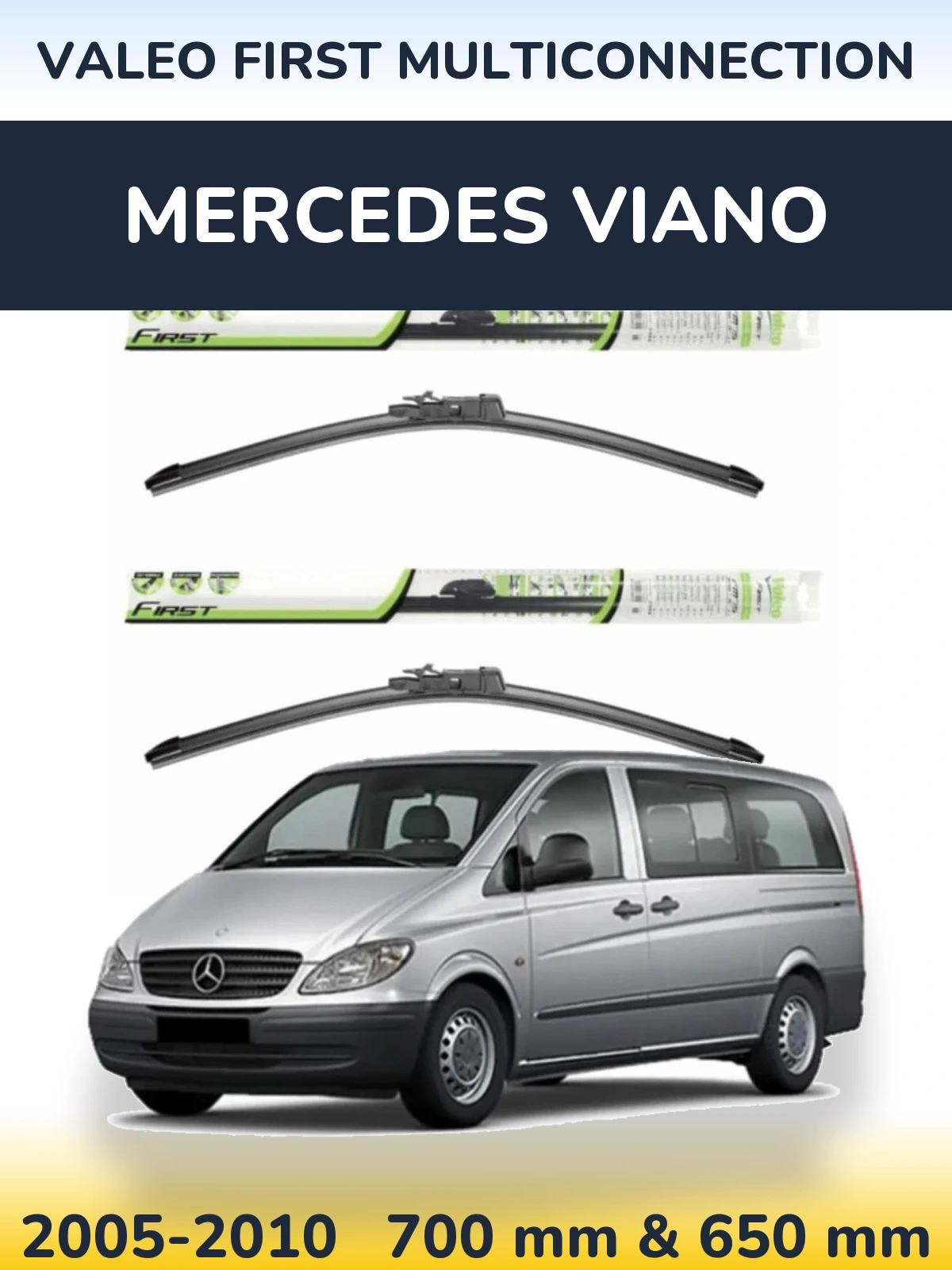 Sada předních stěračů Valeo First MultiConnection 700 a 650 mm pro Mercedes Viano 2005-2010