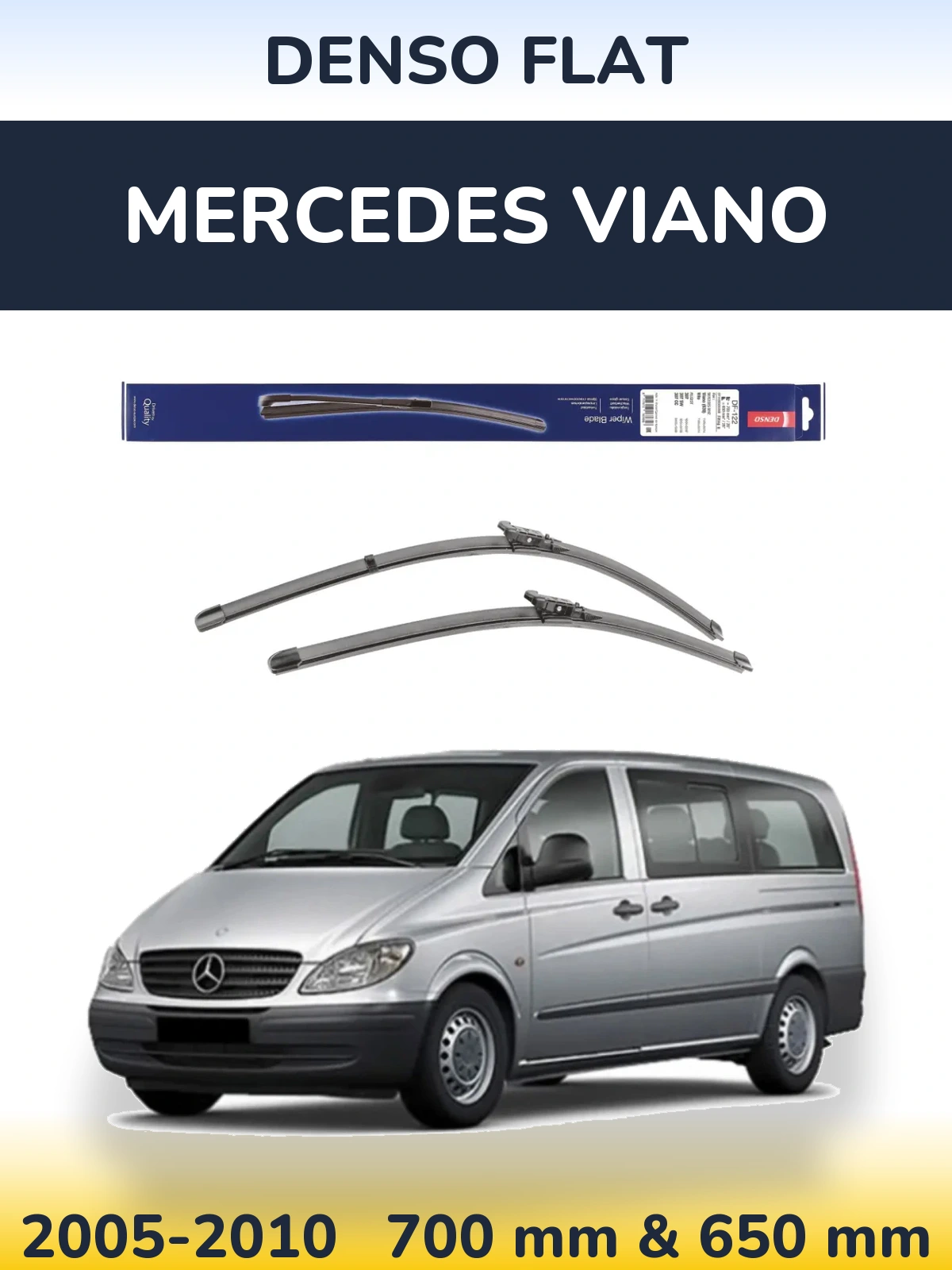 Sada předních stěračů Denso Flat 700 a 650 mm pro Mercedes Viano 2005-2010