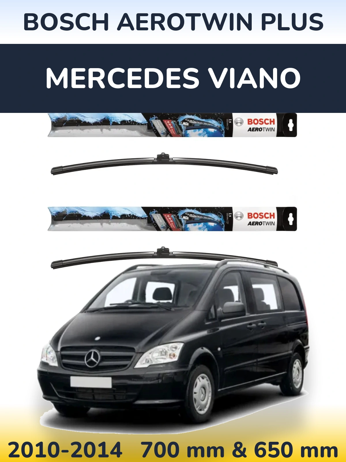 Sada předních stěračů BOSCH AeroTwin Plus 700 a 650 mm pro Mercedes Viano 2010-2014