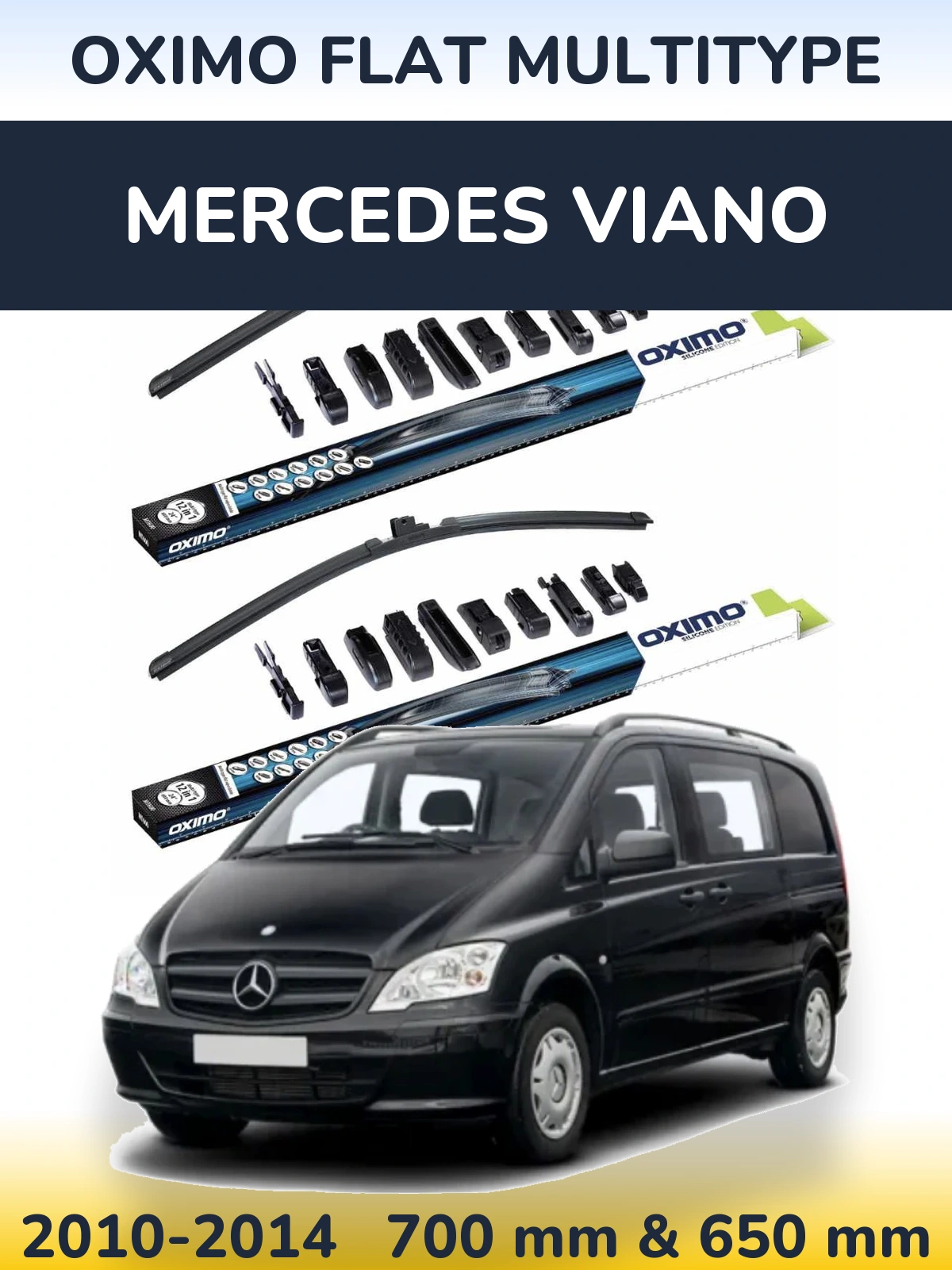 Sada předních stěračů Oximo Flat MultiType 700 a 650 mm pro Mercedes Viano 2010-2014