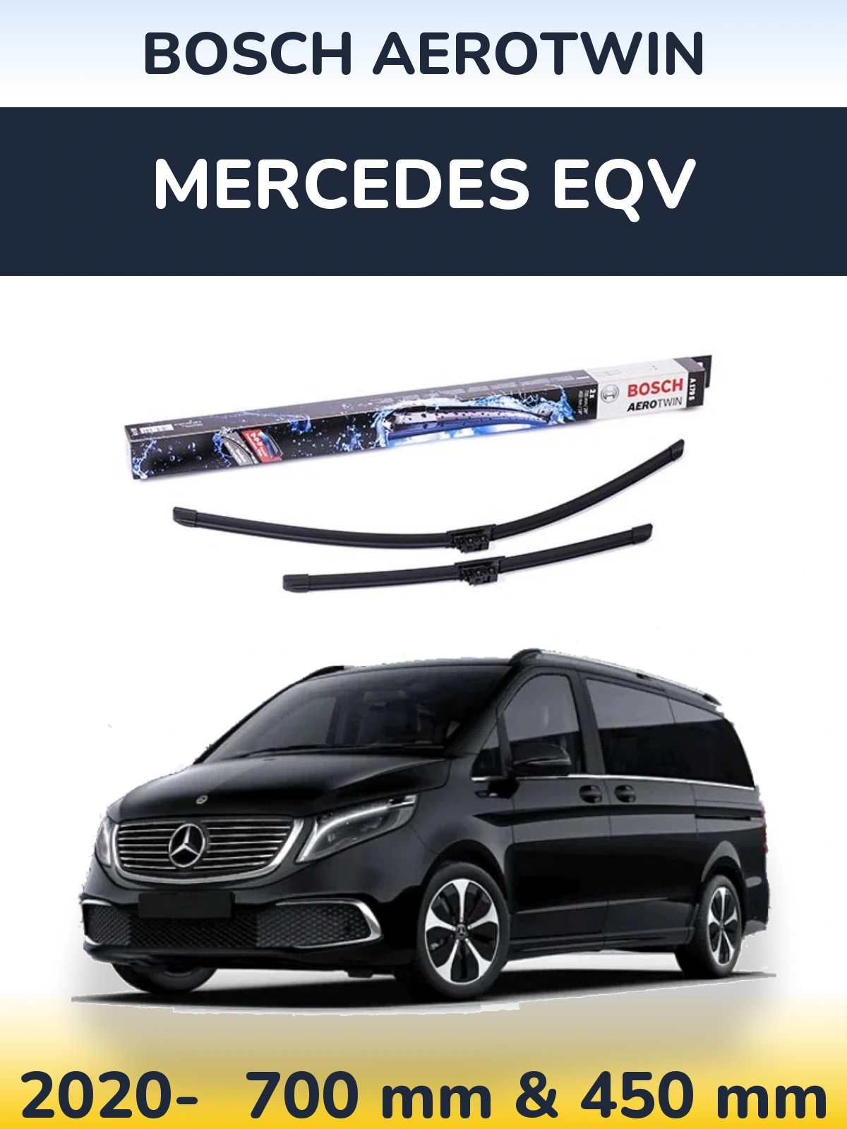 Комплект передніх щіток BOSCH AeroTwin 700 & 450 мм для Mercedes EQV 2020-2026