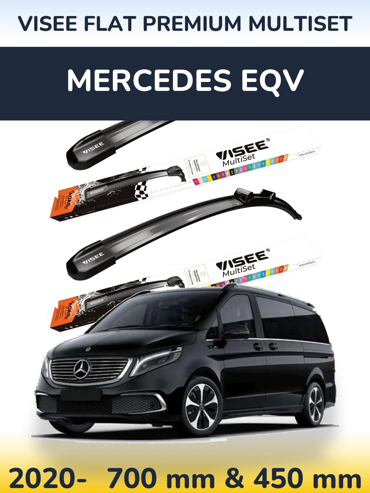 Sada předních stěračů VISEE FLAT PREMIUM MultiSet 700 a 450 mm pro Mercedes EQV 2020-2026