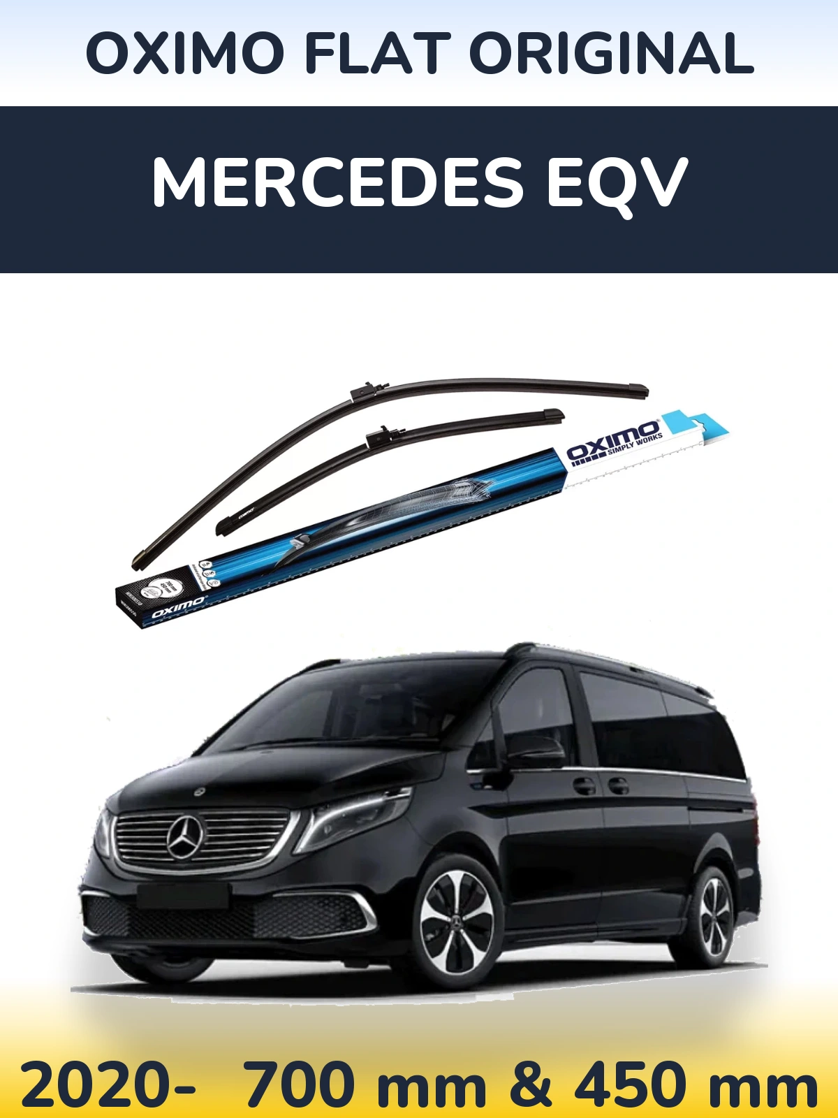 Комплект передніх щіток Oximo Flat Original 700 & 450 мм для Mercedes EQV 2020-2026