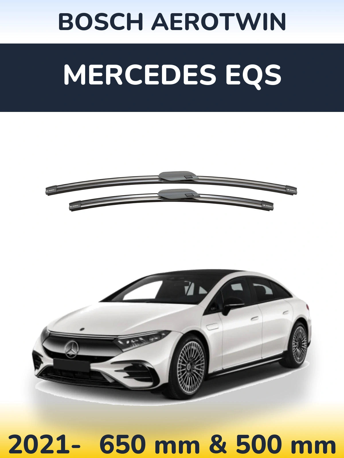 Sada předních stěračů BOSCH AeroTwin 650 a 500 mm pro Mercedes EQS 2021-2026