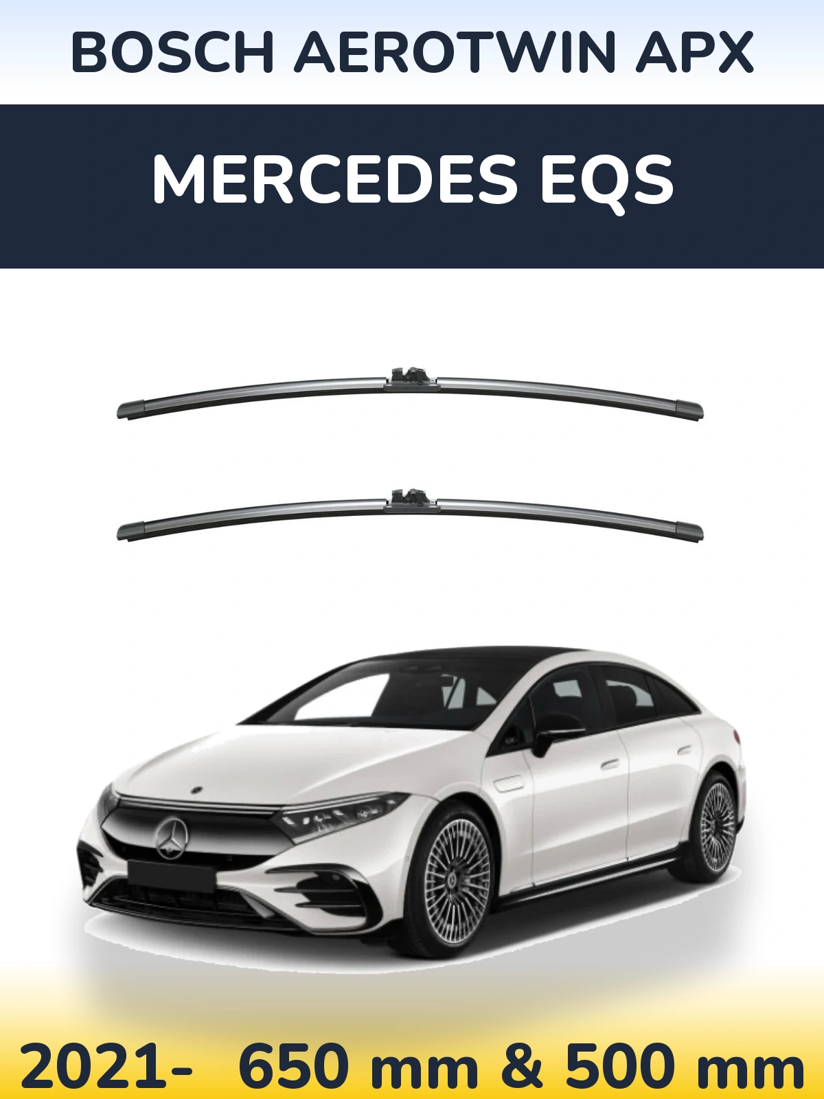Sada předních stěračů BOSCH AeroTwin APX 650 a 500 mm pro Mercedes EQS 2021-2026