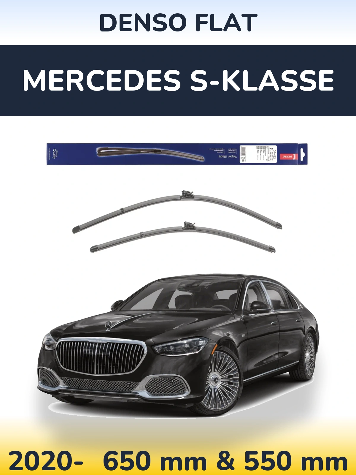 Комплект передніх щіток Denso Flat 650 & 550 мм для Mercedes S-Klasse 2020-2026