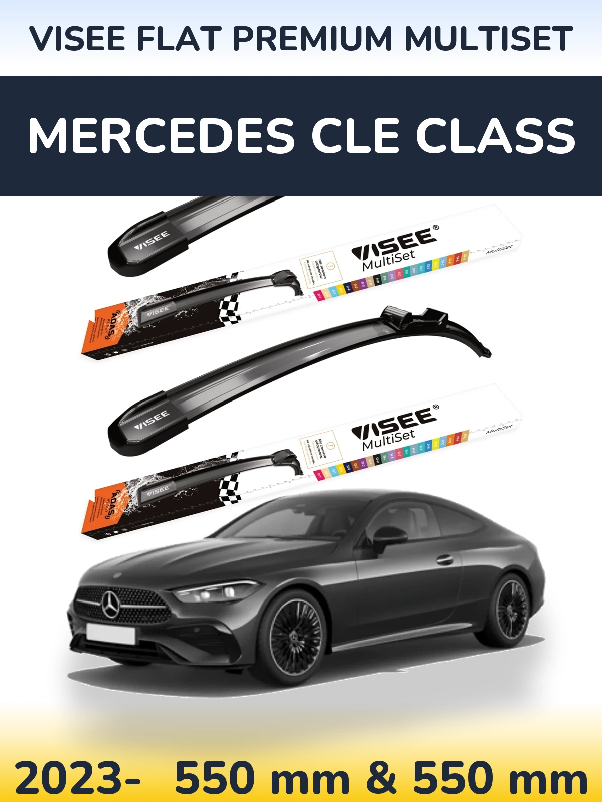 Sada předních stěračů VISEE FLAT PREMIUM MultiSet 550 a 550 mm pro Mercedes CLE Class 2023-2026
