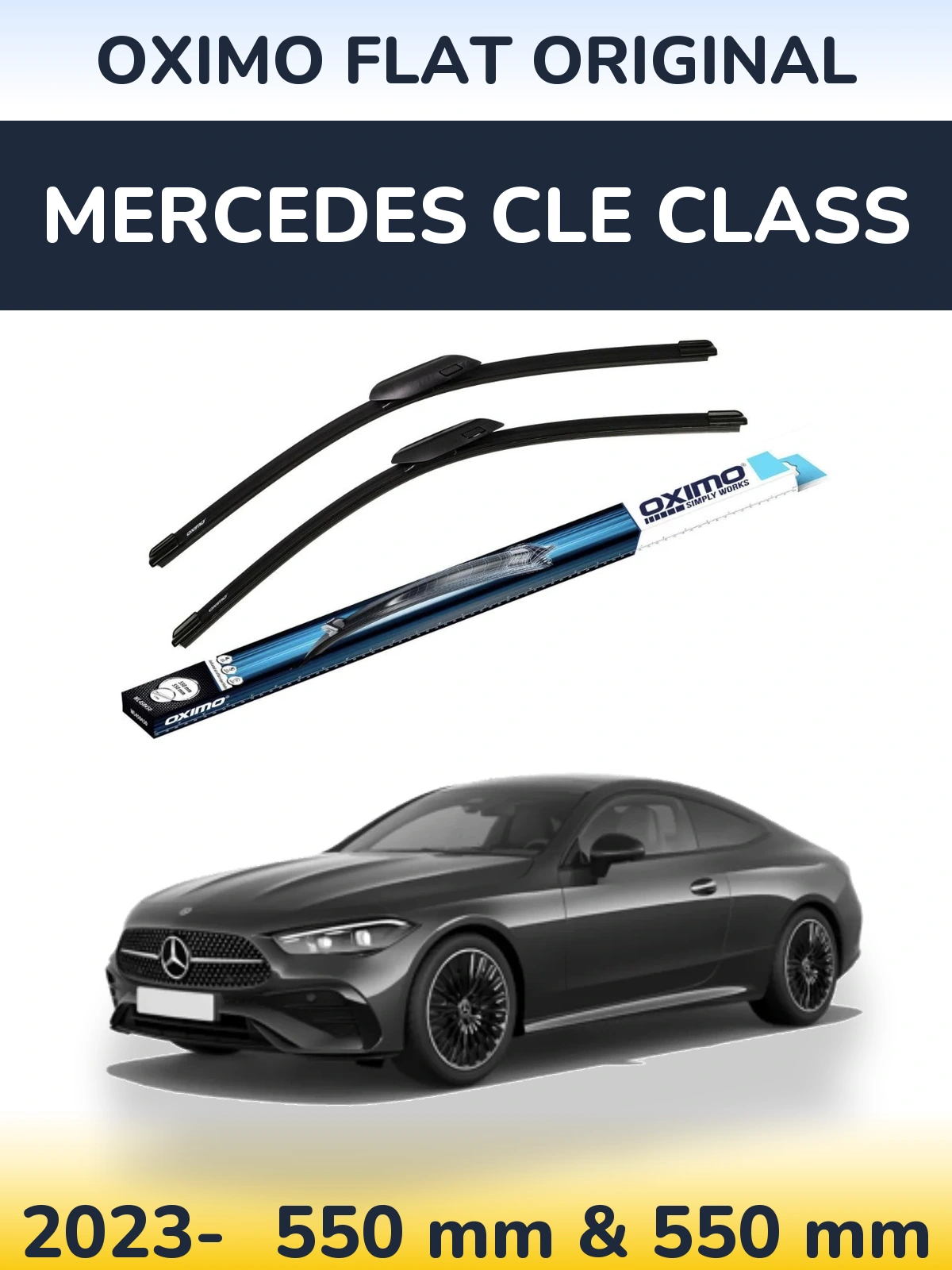 Sada předních stěračů Oximo Flat Original 550 a 550 mm pro Mercedes CLE Class 2023-2026