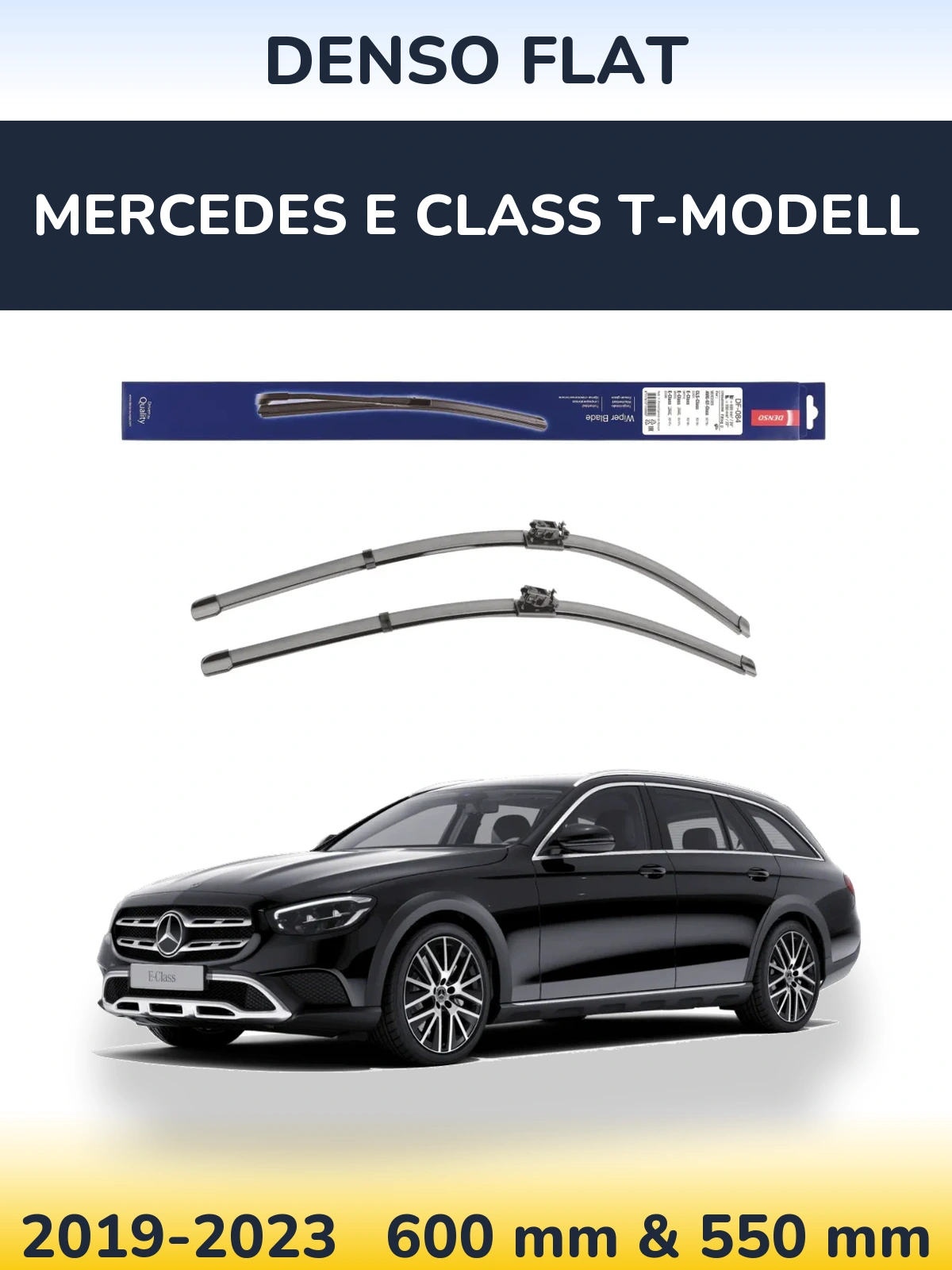 Sada předních stěračů Denso Flat 600 a 550 mm pro Mercedes E Class T-Modell 2019-2023