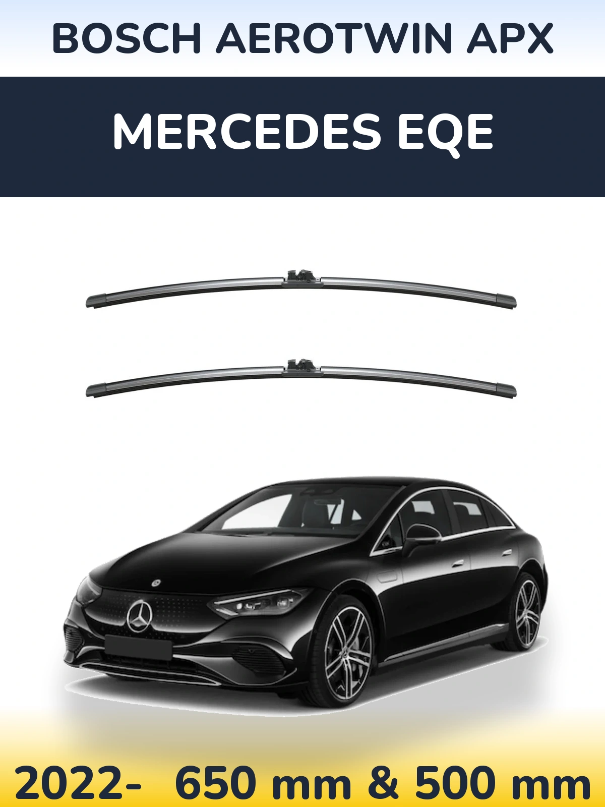 Sada předních stěračů BOSCH AeroTwin APX 650 a 500 mm pro Mercedes EQE 2022-2026