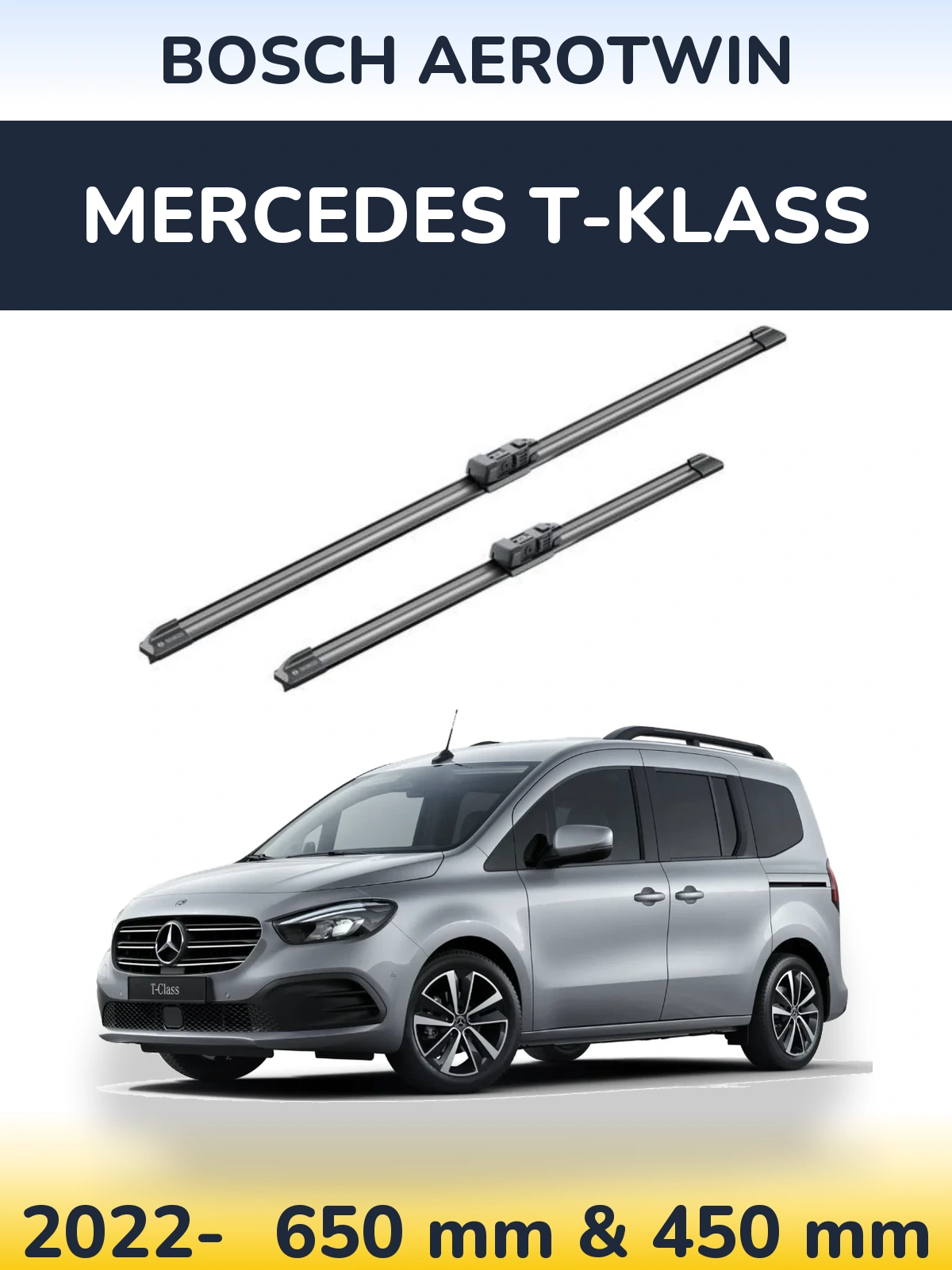 Sada předních stěračů BOSCH AeroTwin 650 a 450 mm pro Mercedes T-Klass 2022-2026