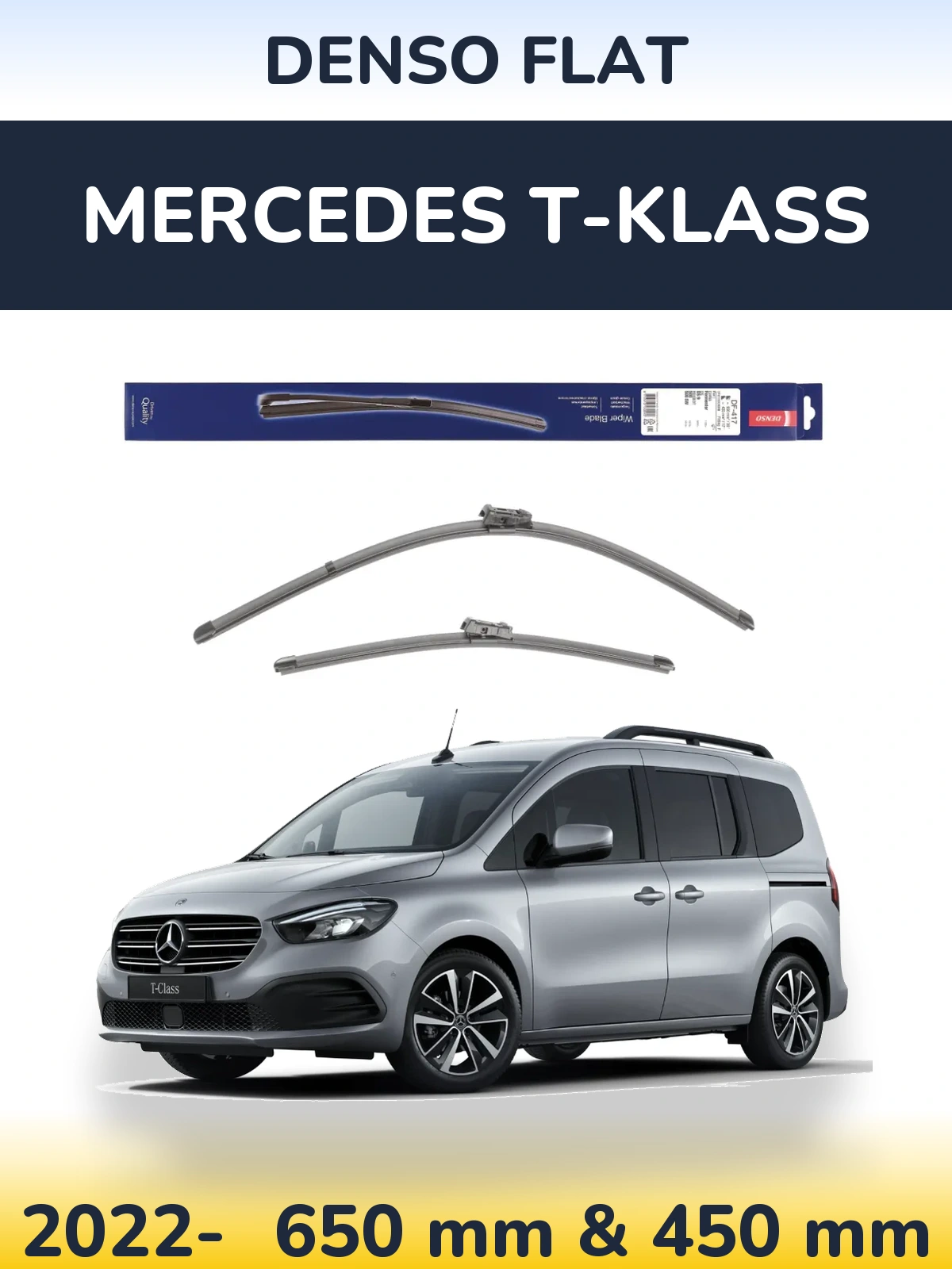 Sada předních stěračů Denso Flat 650 a 450 mm pro Mercedes T-Klass 2022-2026