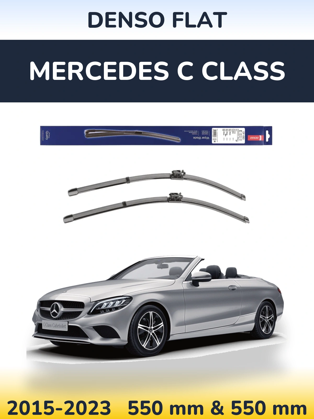 Sada předních stěračů Denso Flat 550 a 550 mm pro Mercedes C Class 2015-2023