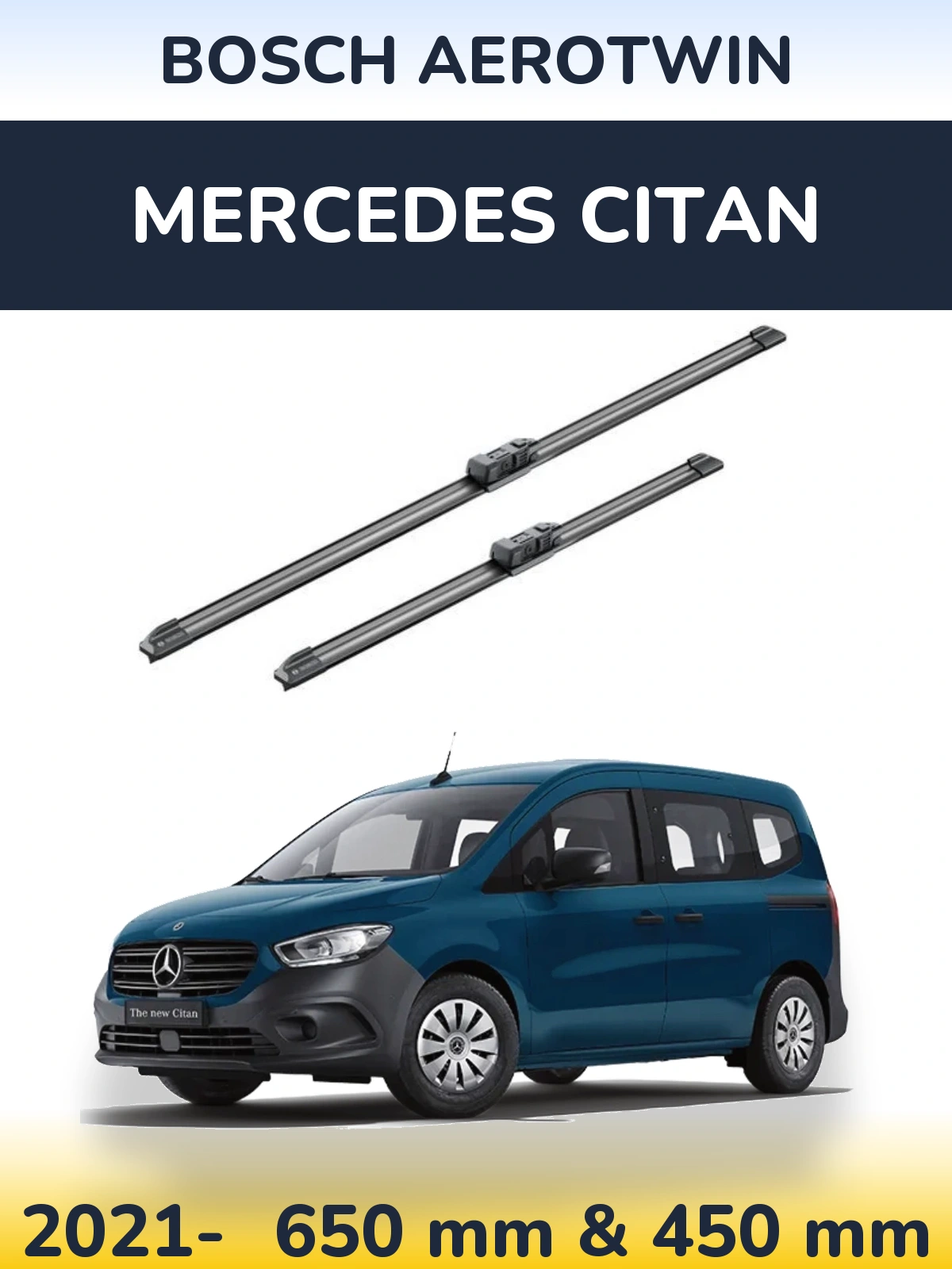 Sada předních stěračů BOSCH AeroTwin 650 a 450 mm pro Mercedes Citan 2021-2026