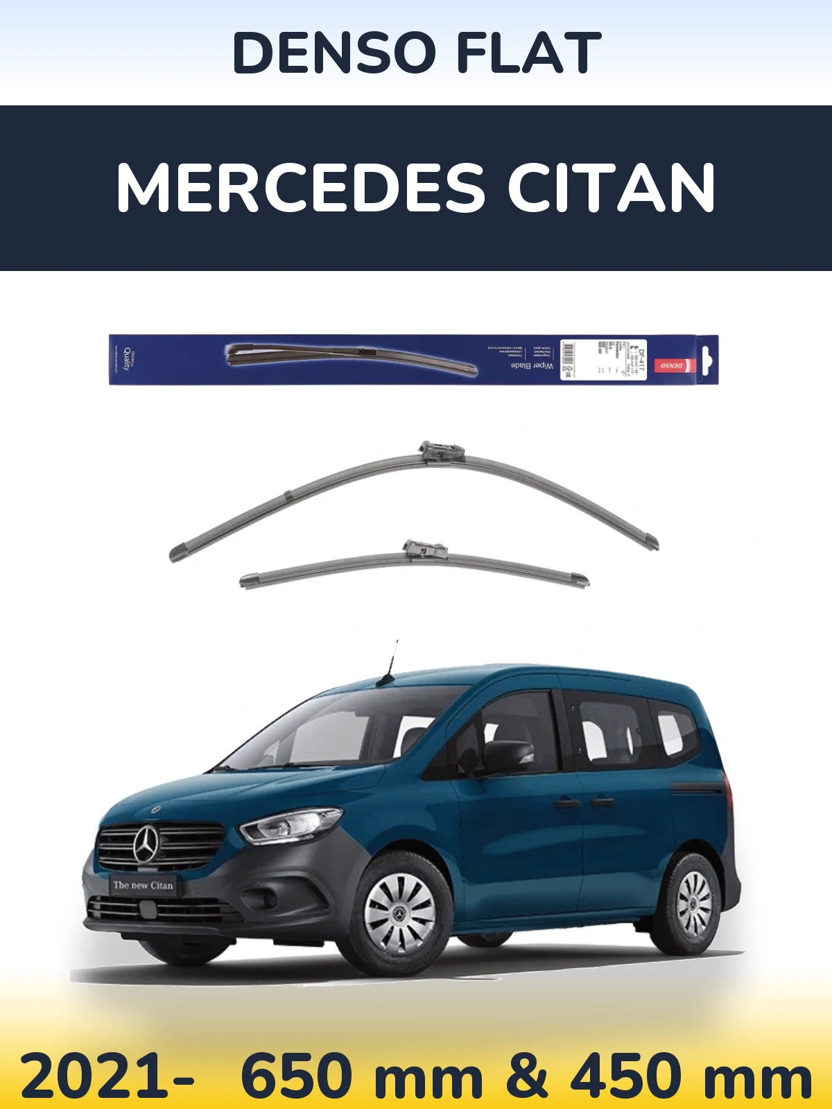 Sada předních stěračů Denso Flat 650 a 450 mm pro Mercedes Citan 2021-2026
