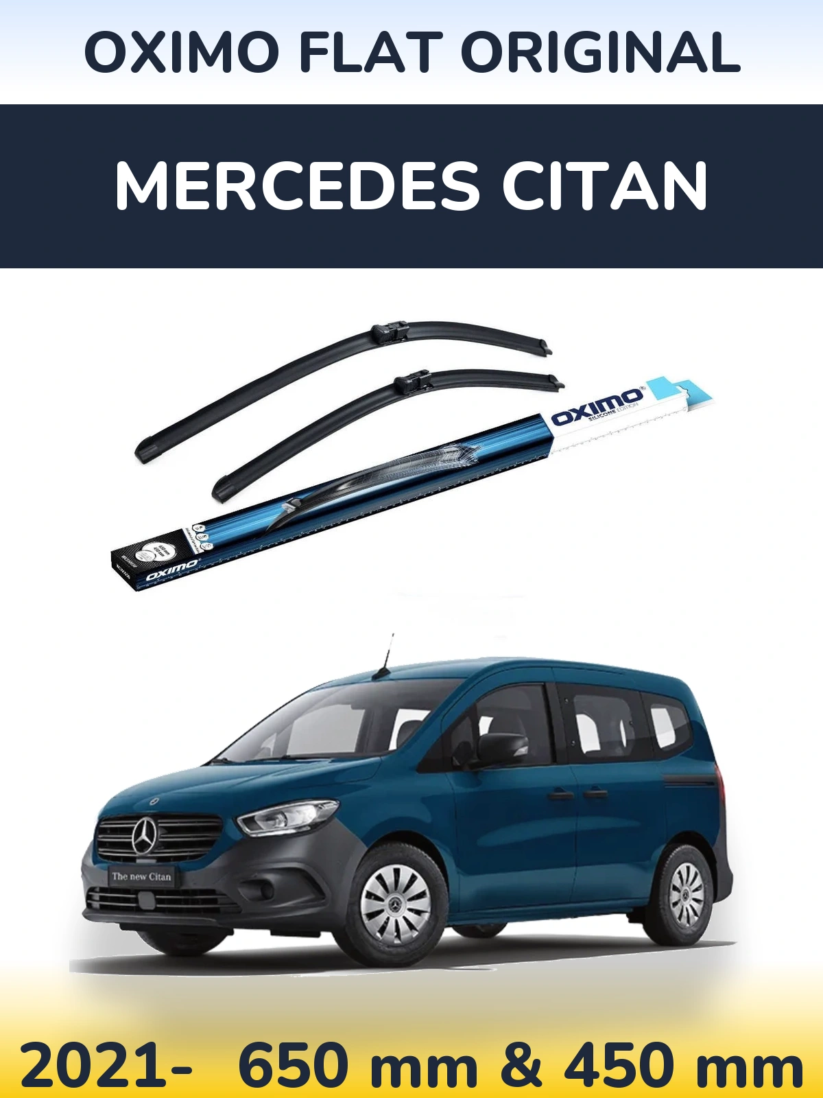 Sada předních stěračů Oximo Flat Original 650 a 450 mm pro Mercedes Citan 2021-2026