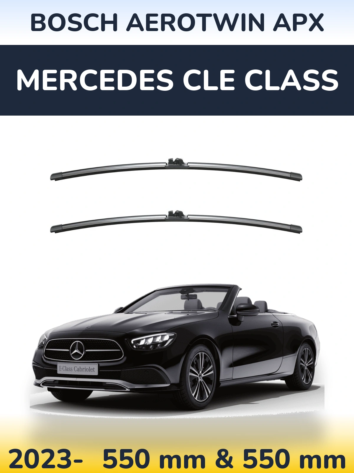 Sada předních stěračů BOSCH AeroTwin APX 550 a 550 mm pro Mercedes CLE Class 2023-2026