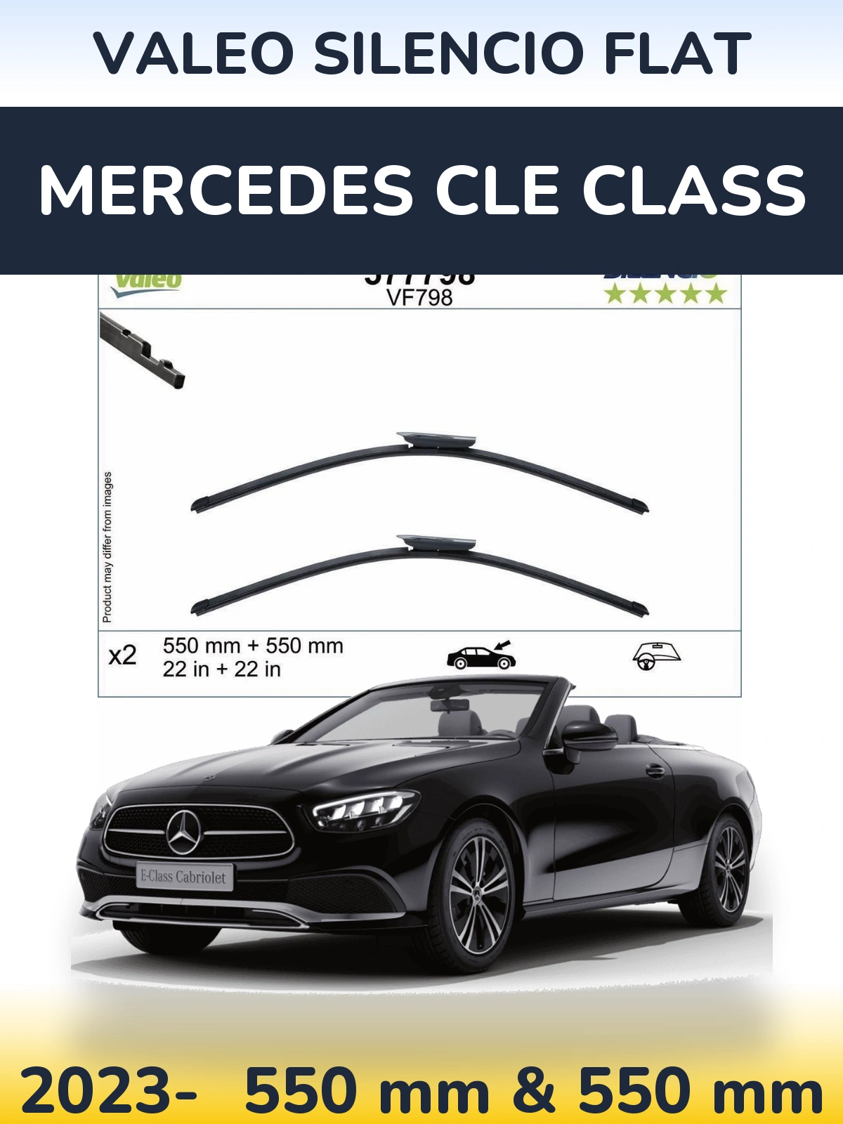 Sada předních stěračů Valeo Silencio Flat 550 a 550 mm pro Mercedes CLE Class 2023-2026