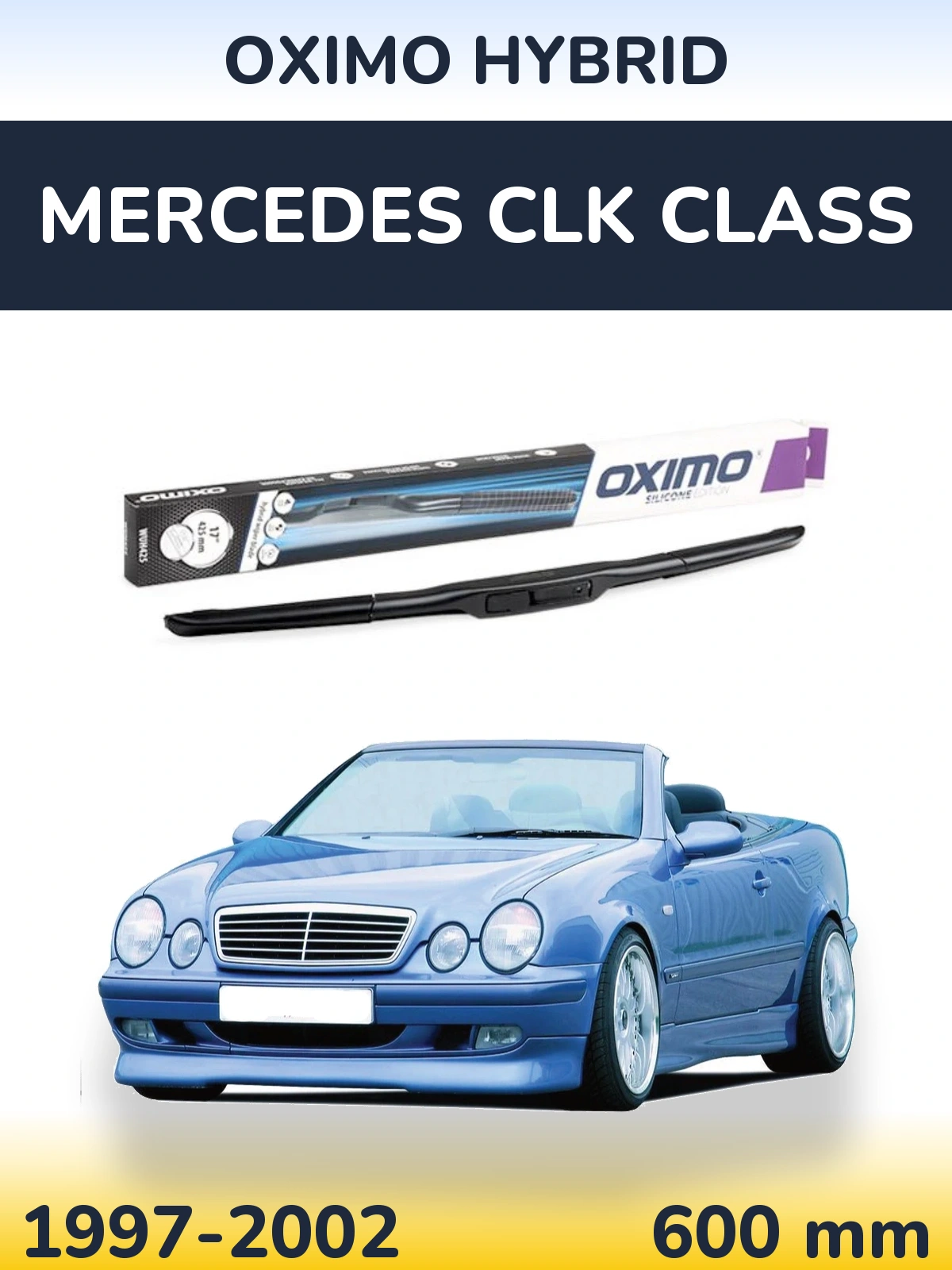 Передня щітка Oximo Hybrid 600 мм для Mercedes CLK Class 1997-2002