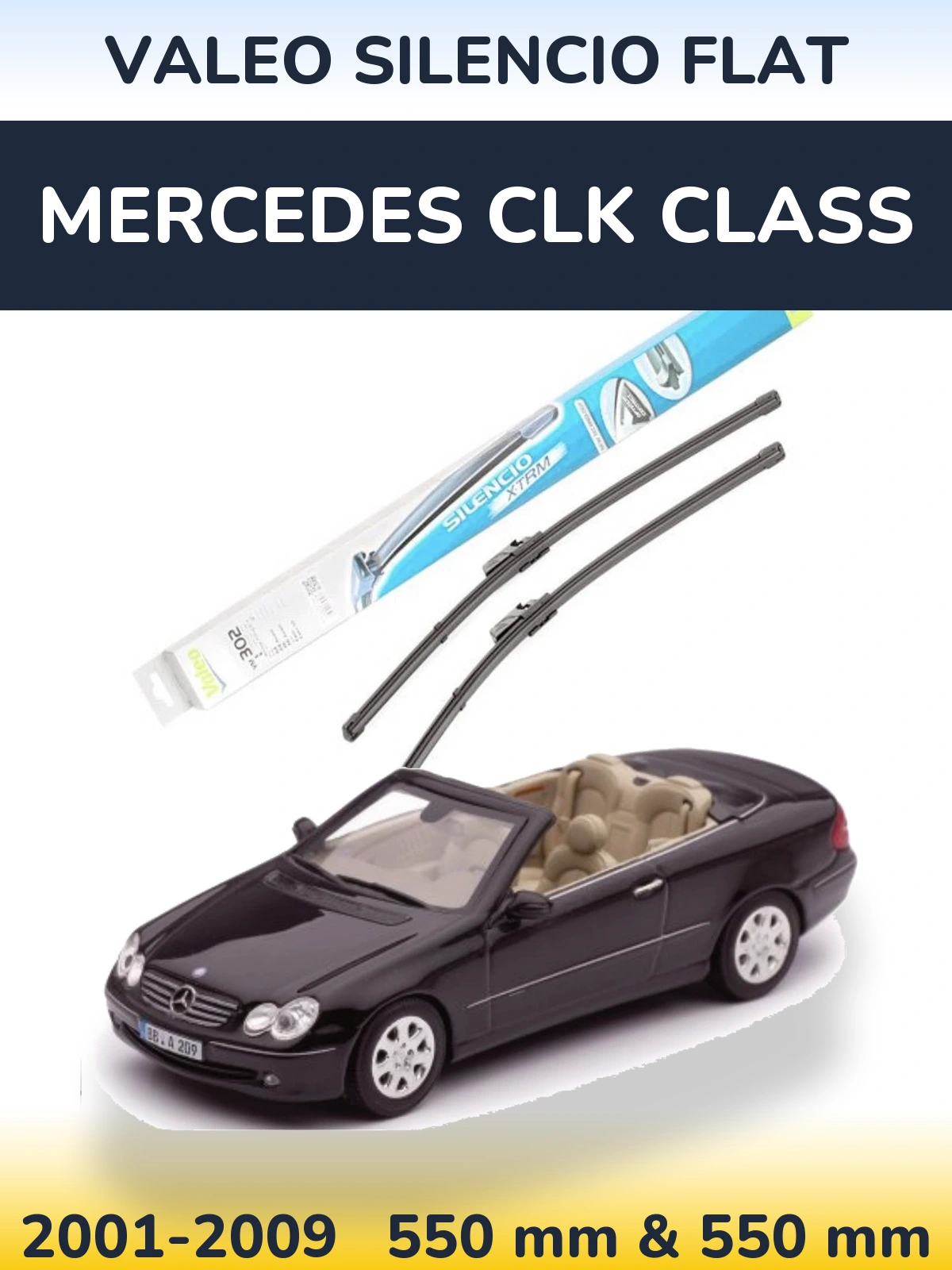 Sada předních stěračů Valeo Silencio Flat 550 a 550 mm pro Mercedes CLK Class 2001-2009