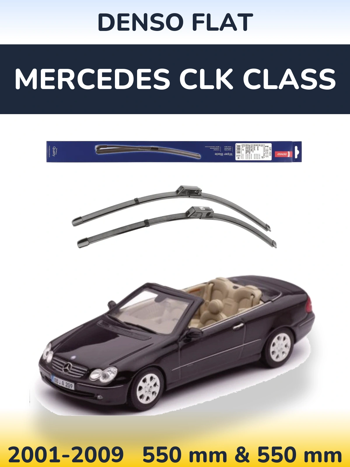 Sada předních stěračů Denso Flat 550 a 550 mm pro Mercedes CLK Class 2001-2009