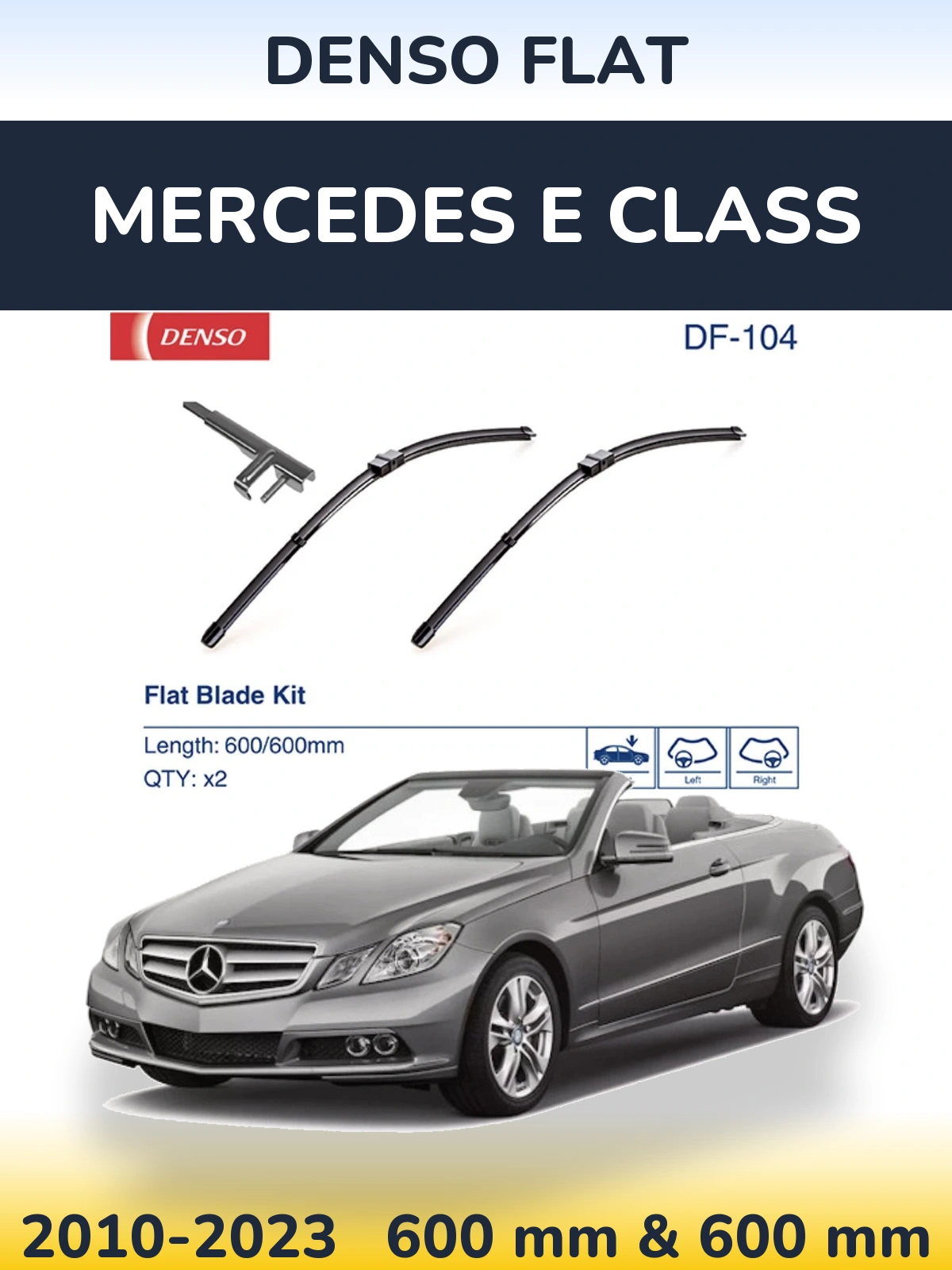 Sada předních stěračů Denso Flat 600 a 600 mm pro Mercedes E Class 2010-2023
