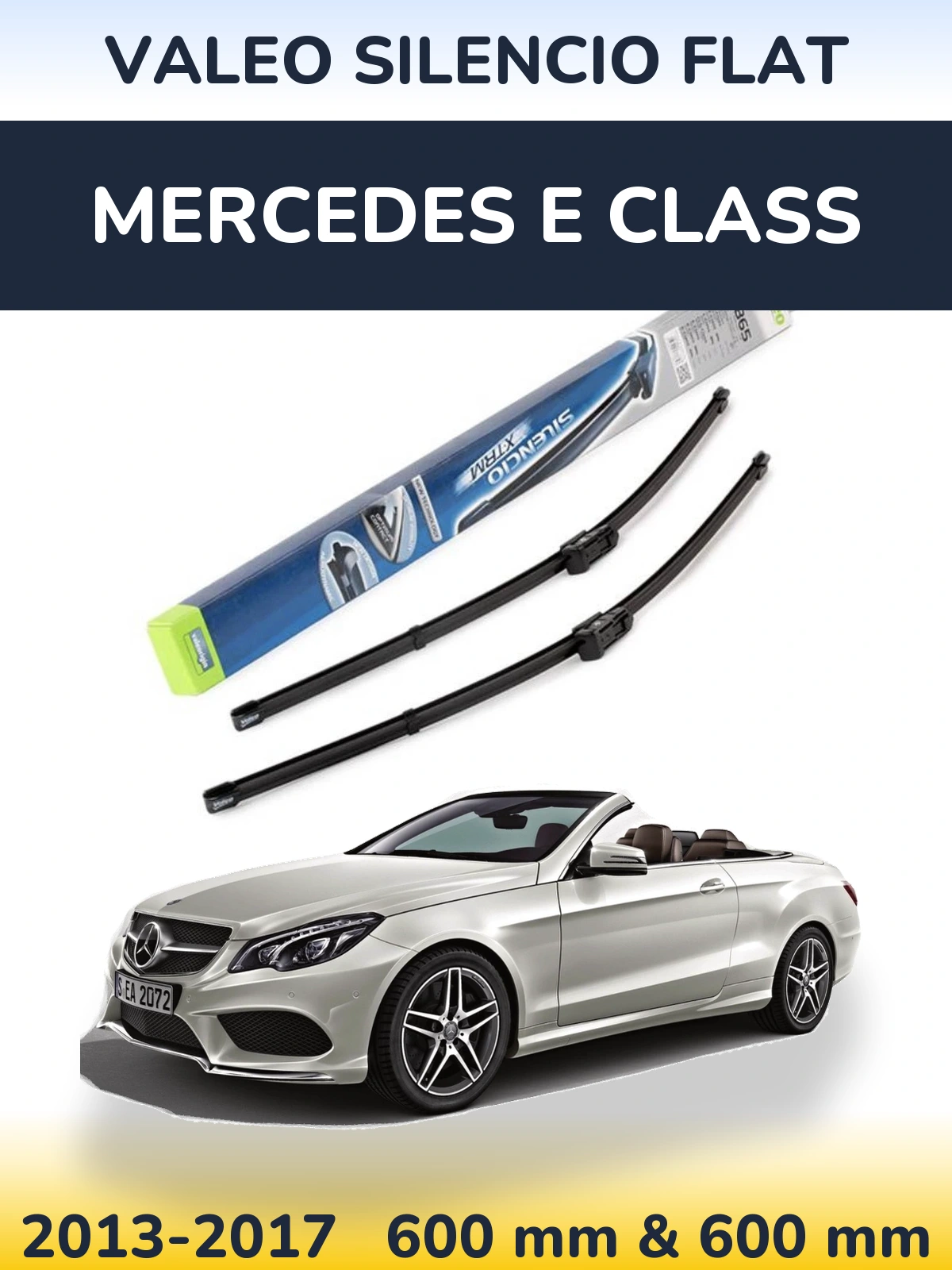 Sada předních stěračů Valeo Silencio Flat 600 a 600 mm pro Mercedes E Class 2013-2017