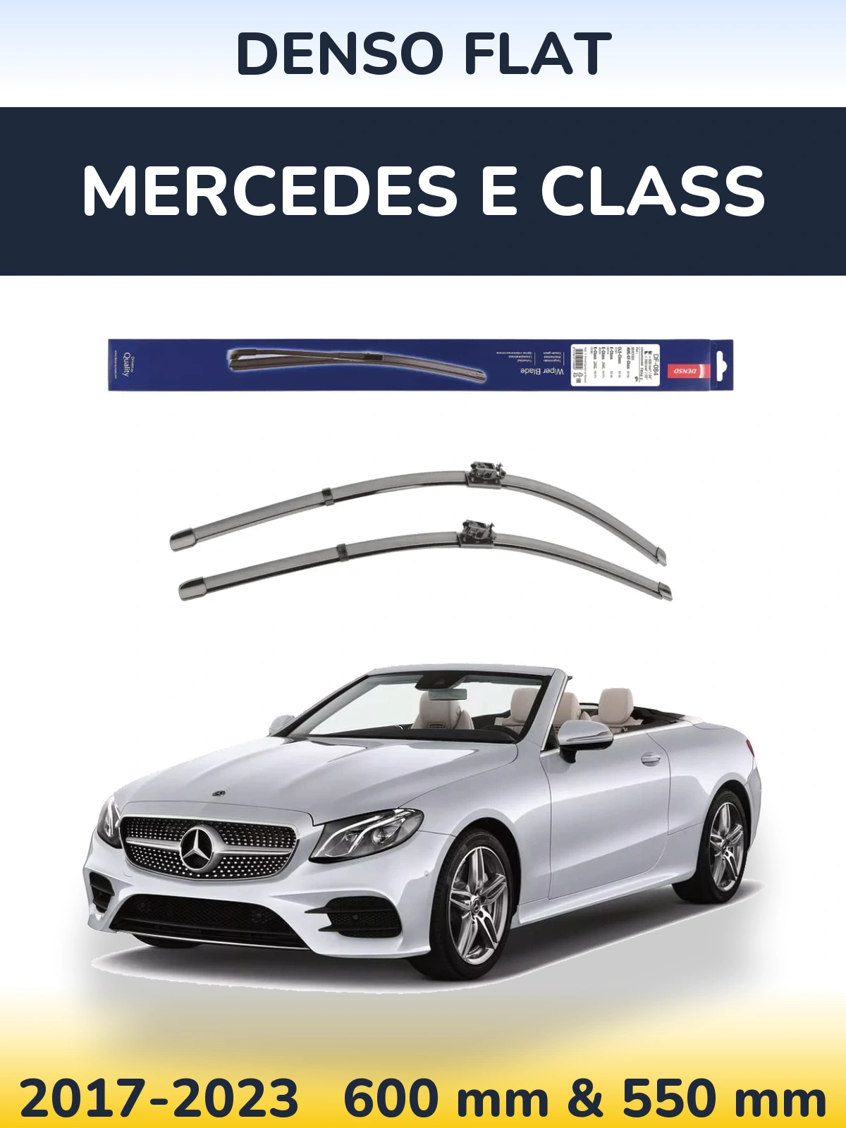 Sada předních stěračů Denso Flat 600 a 550 mm pro Mercedes E Class 2017-2023