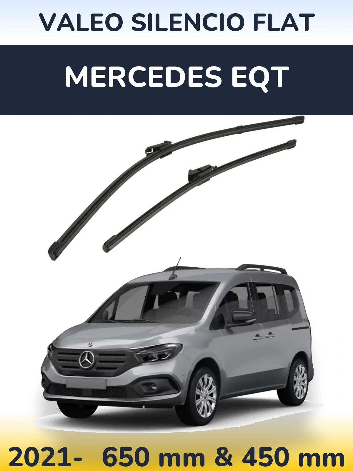 Sada předních stěračů Valeo Silencio Flat 650 a 450 mm pro Mercedes EQT 2021-2026