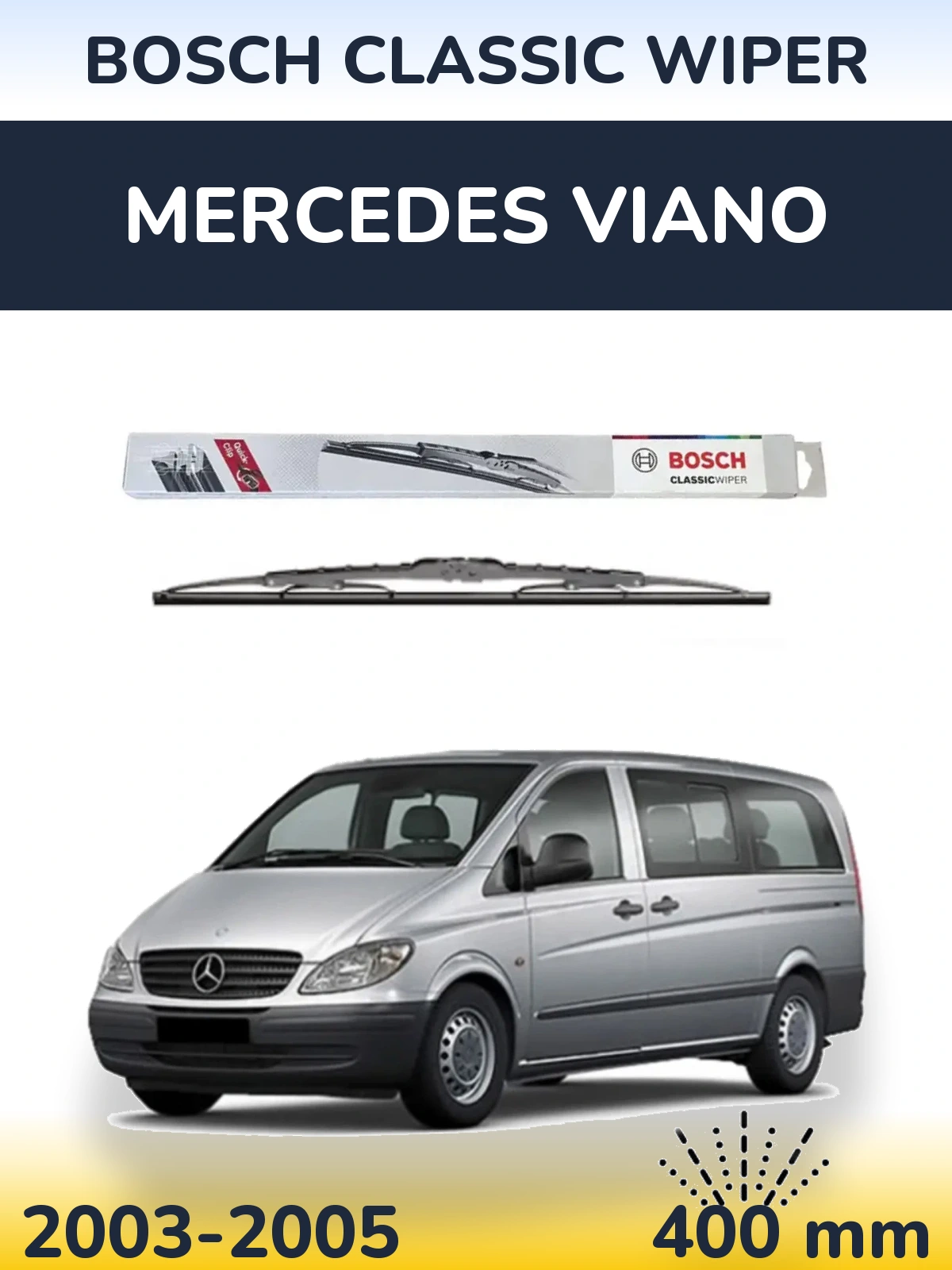 Задня щітка BOSCH Classic Wiper 400 мм для Mercedes Viano 2003-2005