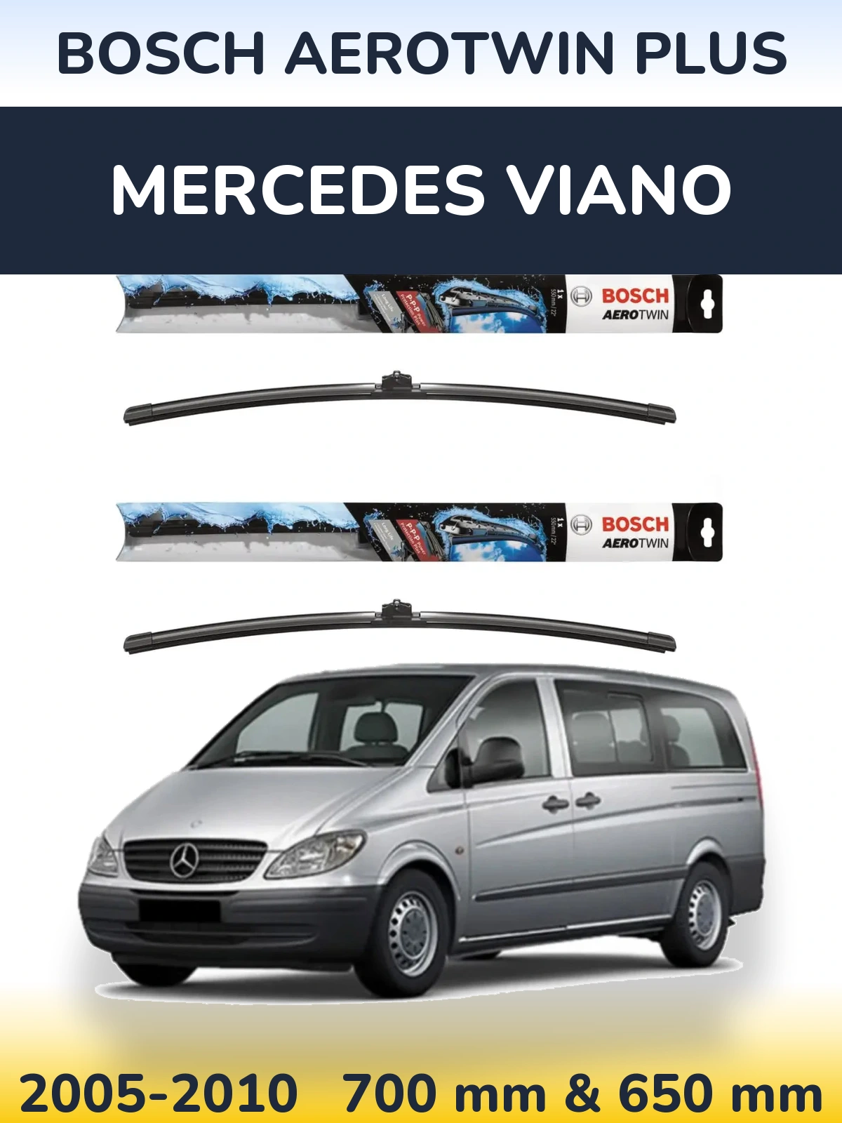 Sada předních stěračů BOSCH AeroTwin Plus 700 a 650 mm pro Mercedes Viano 2005-2010