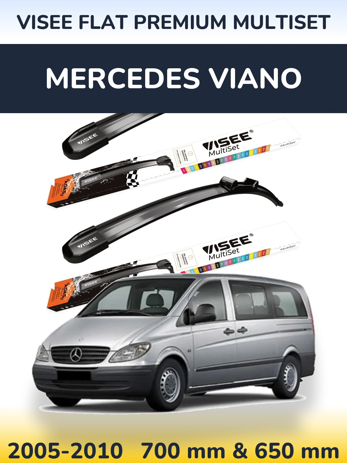 Sada předních stěračů VISEE FLAT PREMIUM MultiSet 700 a 650 mm pro Mercedes Viano 2005-2010