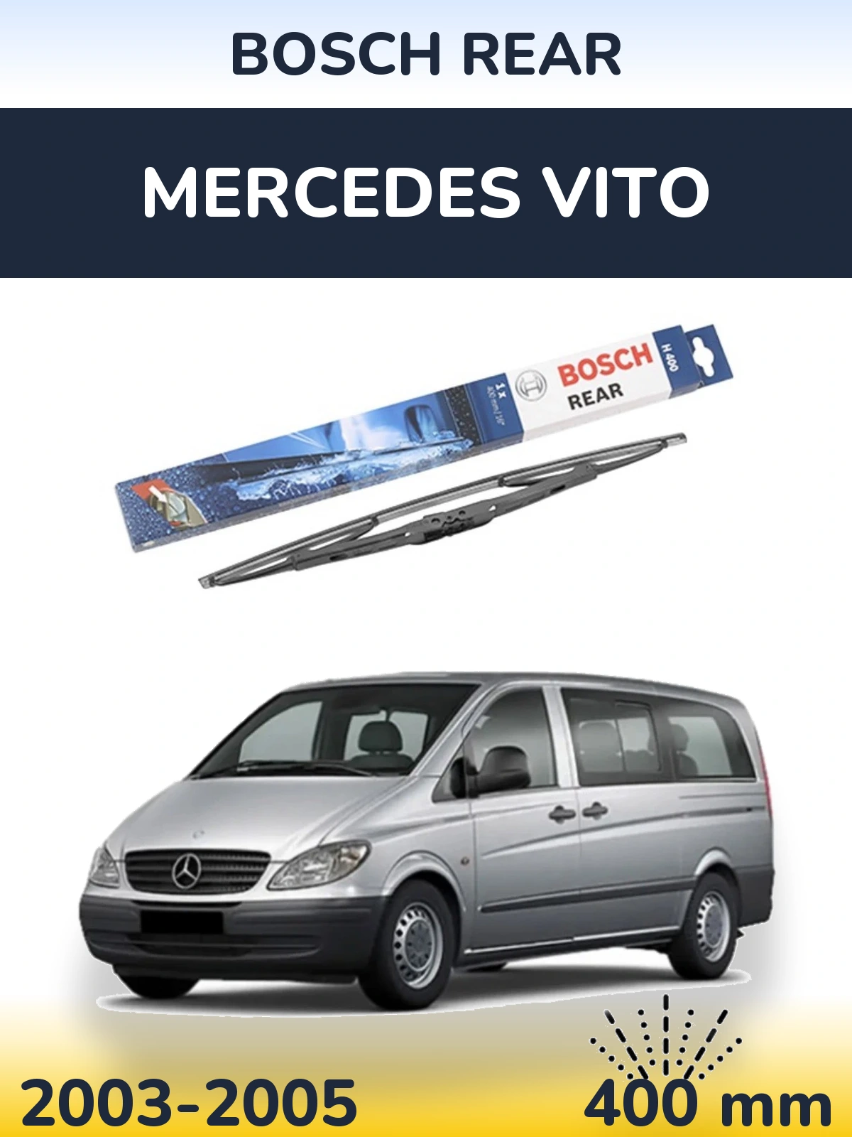 Zadní stěrač BOSCH Rear 400 mm pro Mercedes Vito 2003-2005