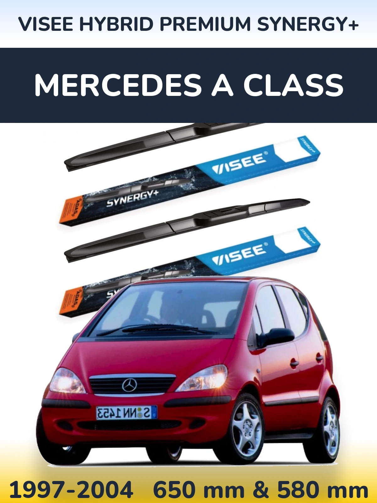 Sada předních stěračů VISEE HYBRID PREMIUM SYNERGY+ 650 a 580 mm pro Mercedes A Class 1997-2004