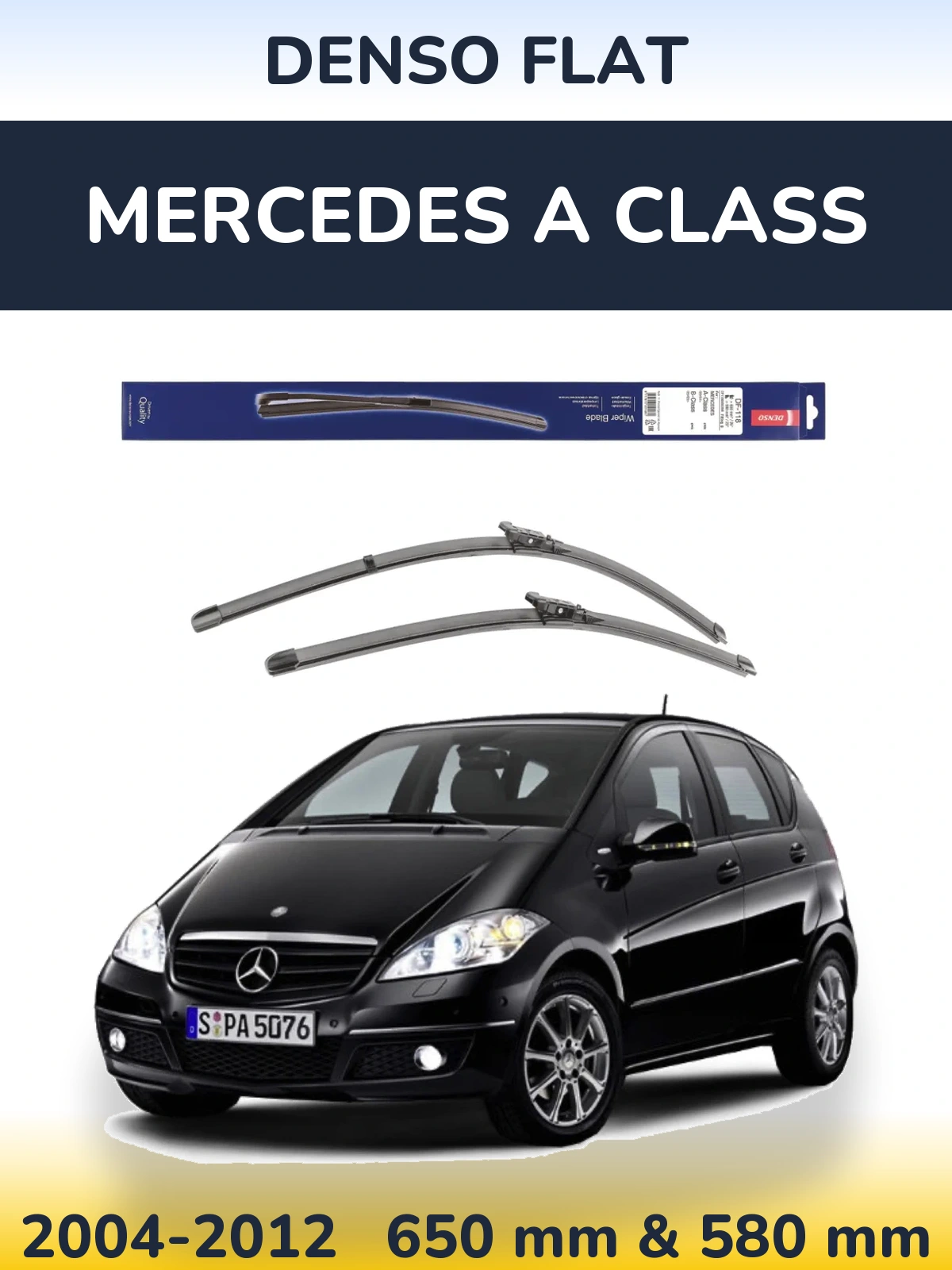 Sada předních stěračů Denso Flat 650 a 580 mm pro Mercedes A Class 2004-2012